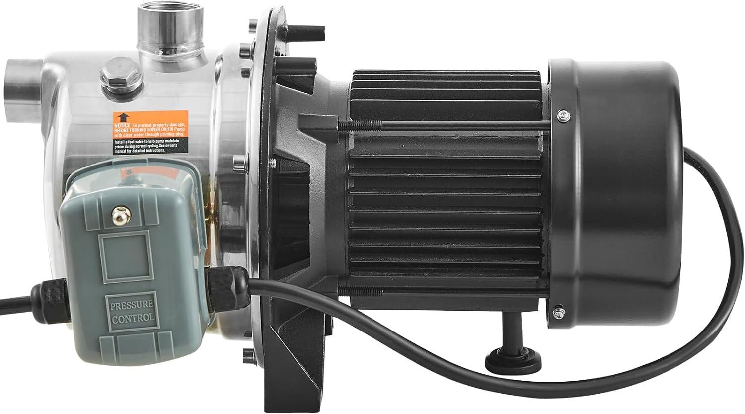 image:imageVEVOR 115 Volt Shallow Well Jet Pump 1 HP 176 GPM Heavyduty Cast Iron Irrigation Water Pump 164 ft Max Head 2040 PSI IPX4 Waterproof for Garden Lawn amp Field Irrigation HighRise Water Supply34HP SUS304