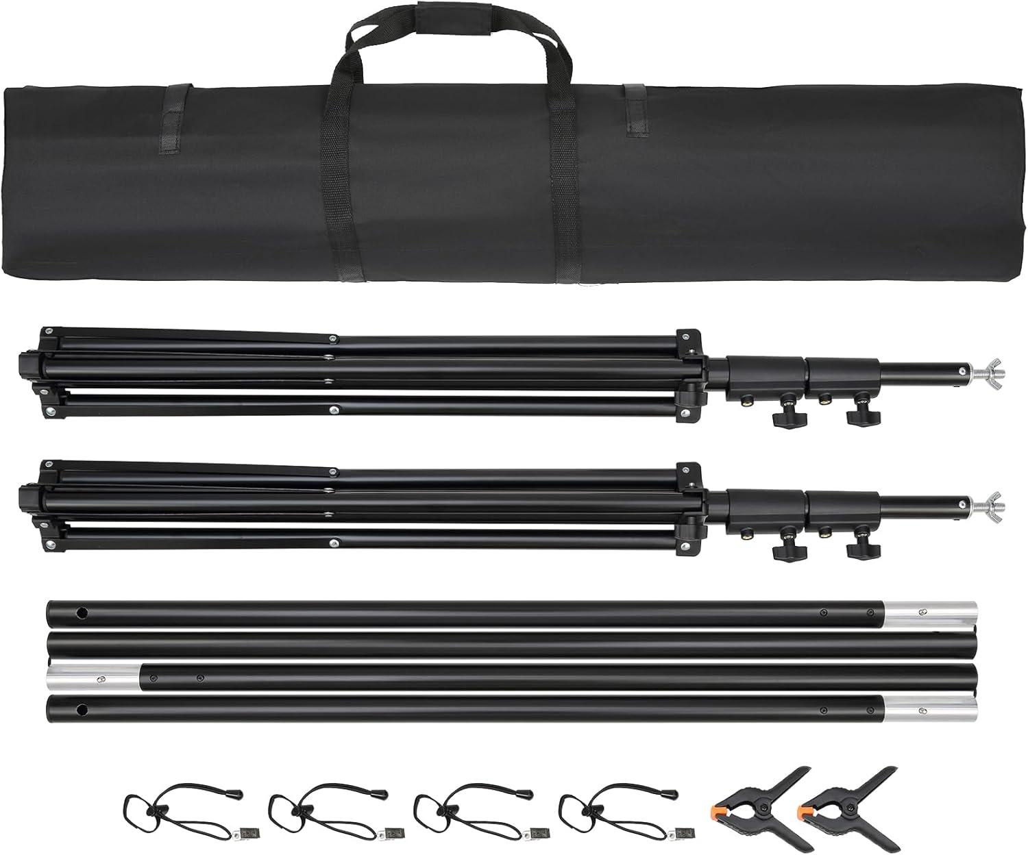 image:imageVEVOR 115 x 96 ft Heavy Duty Backdrop Stand Height Adjustable Photography Backdrop Stand Background Support System with 6 Clamps and A Carry Bag for Party Wedding Display Photo10 x 12 Ft
