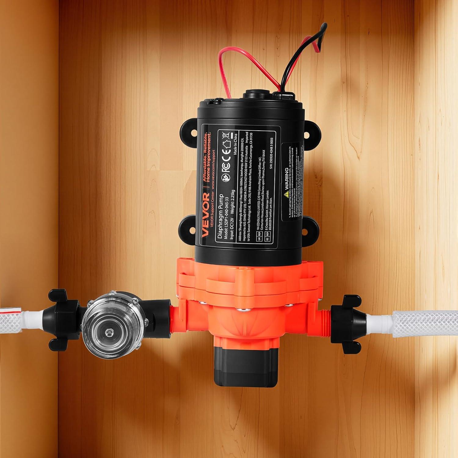 image:imageVEVOR 12V Diaphragm Pump 18 GPM 681 Lmin 3Chamber 12 Volt DC Water Pump with Automatic Pressure Switch 40100 PSI Adjustable 60 PSI 12 MNPT Port for RV Yacht Food Truck Camper Marine12V 3Chamber 40GPM 40PSI