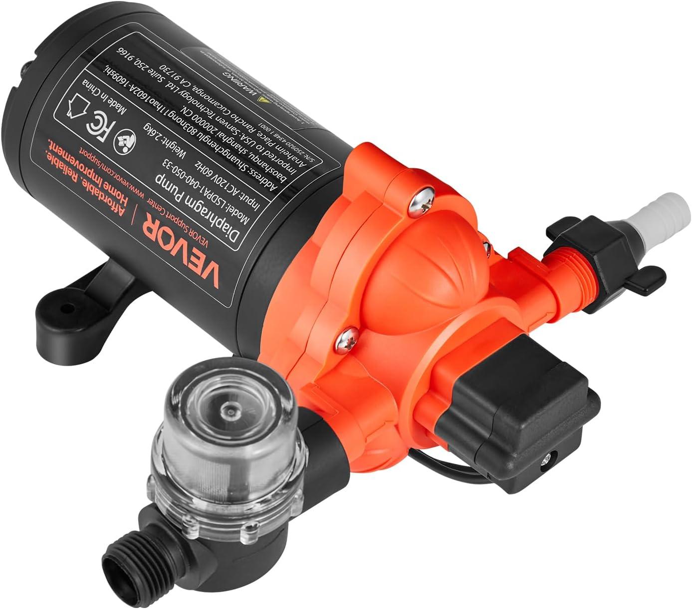 image:imageVEVOR 12V Diaphragm Pump 18 GPM 681 Lmin 3Chamber 12 Volt DC Water Pump with Automatic Pressure Switch 40100 PSI Adjustable 60 PSI 12 MNPT Port for RV Yacht Food Truck Camper Marine110V 3Chamber 40GPM 45PSI