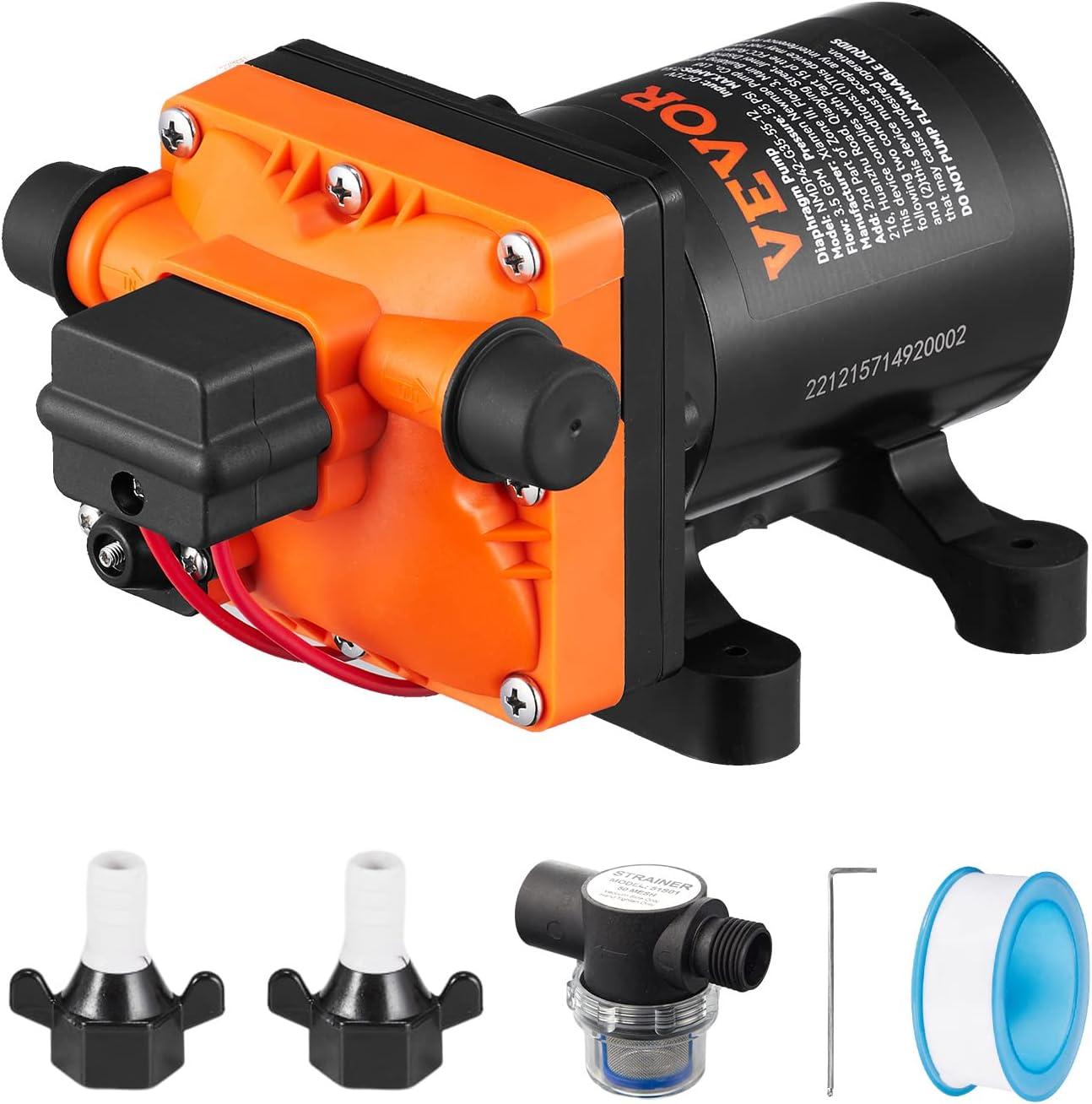 image:imageVEVOR 12V Diaphragm Pump 18 GPM 681 Lmin 3Chamber 12 Volt DC Water Pump with Automatic Pressure Switch 40100 PSI Adjustable 60 PSI 12 MNPT Port for RV Yacht Food Truck Camper Marine12V 35GPM 55PSIAdjustable