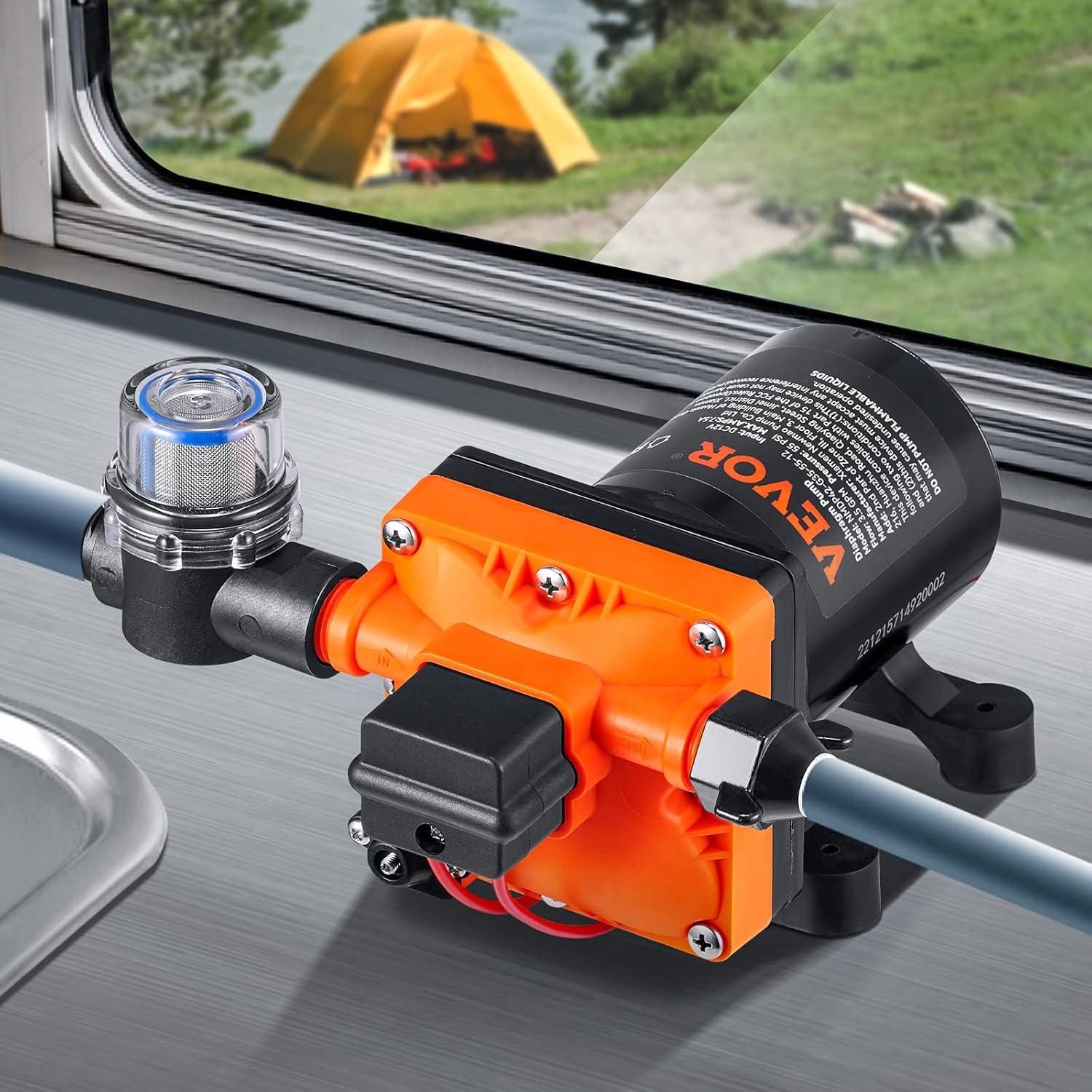 image:imageVEVOR 12V Diaphragm Pump 18 GPM 681 Lmin 3Chamber 12 Volt DC Water Pump with Automatic Pressure Switch 40100 PSI Adjustable 60 PSI 12 MNPT Port for RV Yacht Food Truck Camper Marine12V 35GPM 55PSIAdjustable