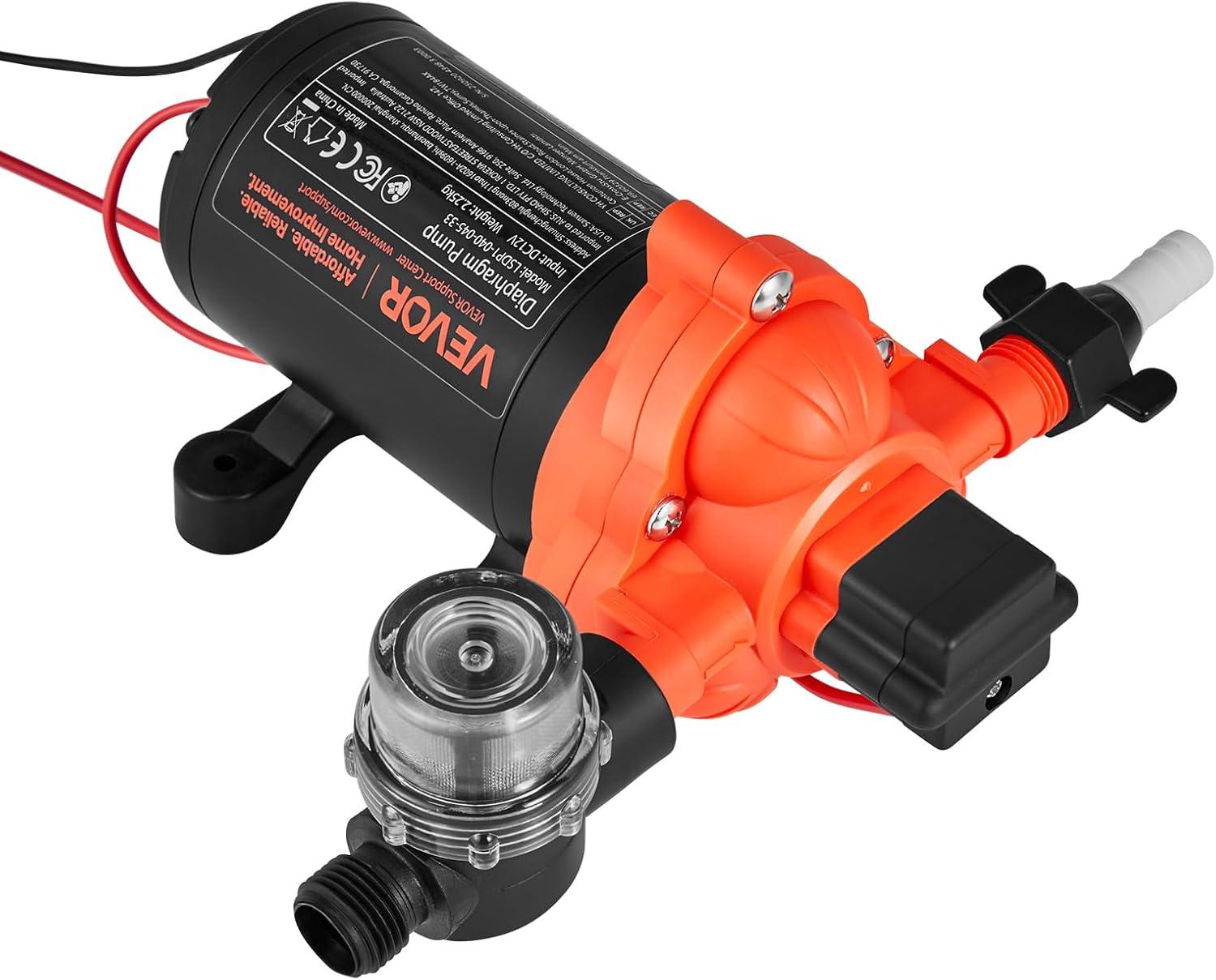 image:imageVEVOR 12V Diaphragm Pump 18 GPM 681 Lmin 3Chamber 12 Volt DC Water Pump with Automatic Pressure Switch 40100 PSI Adjustable 60 PSI 12 MNPT Port for RV Yacht Food Truck Camper Marine12V 3Chamber 40GPM 40PSI