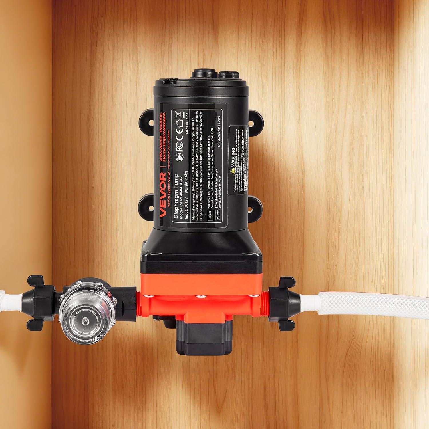 image:imageVEVOR 12V Diaphragm Pump 18 GPM 681 Lmin 3Chamber 12 Volt DC Water Pump with Automatic Pressure Switch 40100 PSI Adjustable 60 PSI 12 MNPT Port for RV Yacht Food Truck Camper Marine12V 4Chamber 60GPM 70PSI