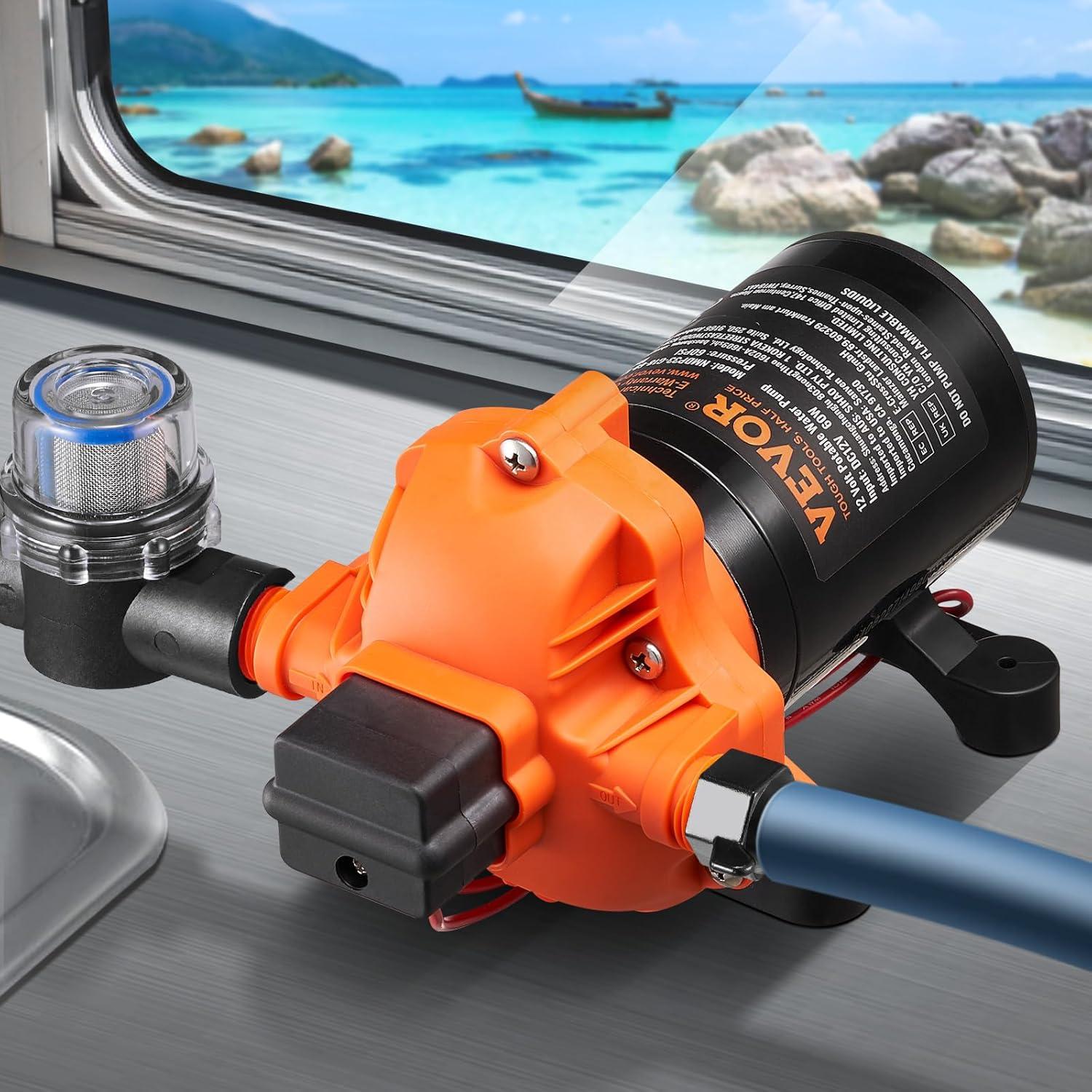 image:imageVEVOR 12V Diaphragm Pump 18 GPM 681 Lmin 3Chamber 12 Volt DC Water Pump with Automatic Pressure Switch 40100 PSI Adjustable 60 PSI 12 MNPT Port for RV Yacht Food Truck Camper Marine12V 18GPM 60PSIAdjustable