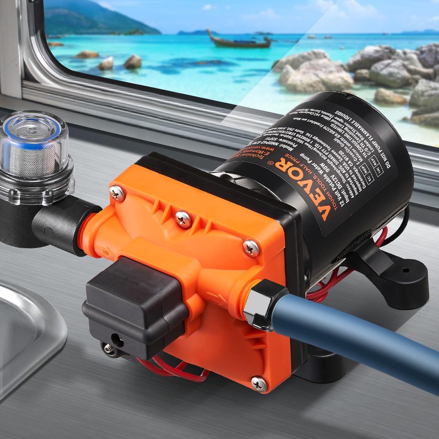 image:imageVEVOR 12V Diaphragm Pump 18 GPM 681 Lmin 3Chamber 12 Volt DC Water Pump with Automatic Pressure Switch 40100 PSI Adjustable 60 PSI 12 MNPT Port for RV Yacht Food Truck Camper Marine12V 30GPM 55PSIAdjustable
