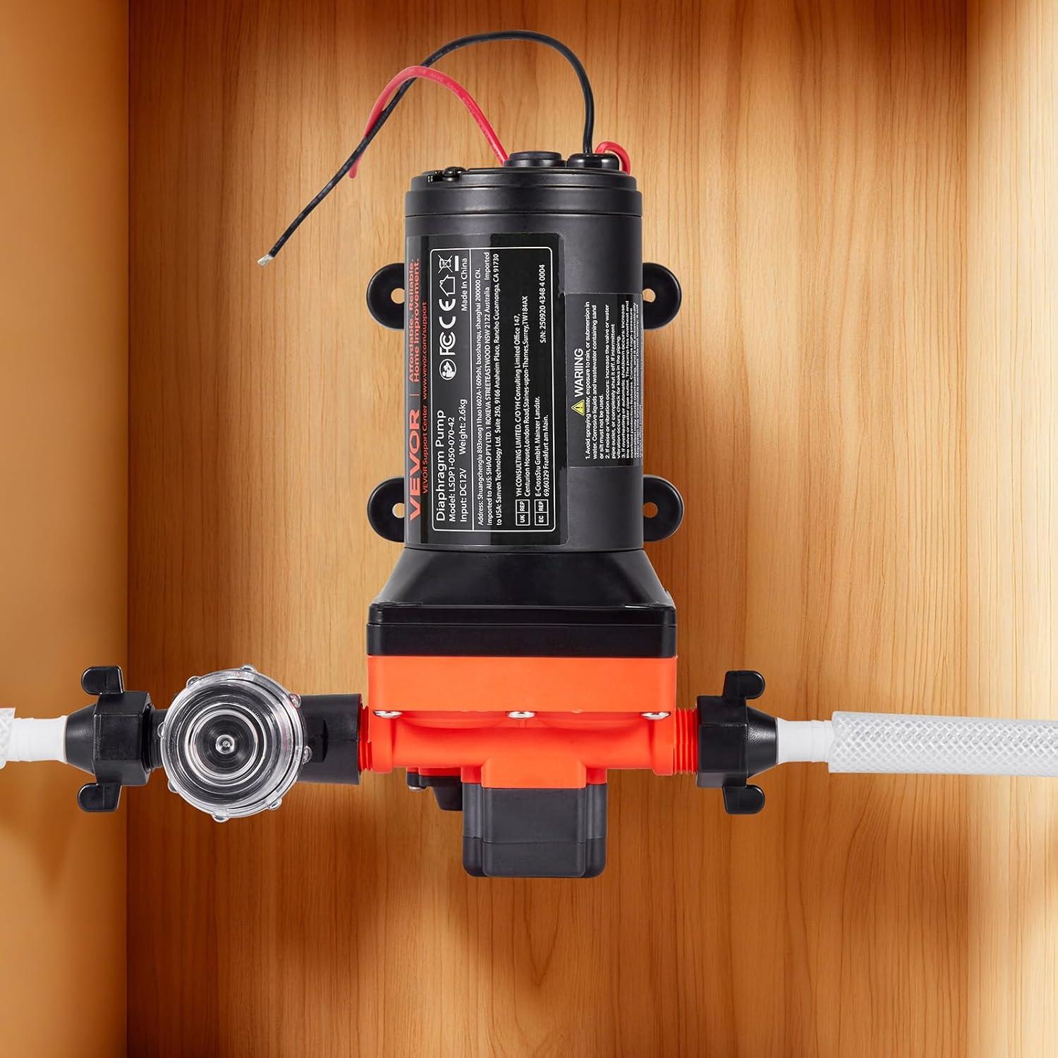 image:imageVEVOR 12V Diaphragm Pump 18 GPM 681 Lmin 3Chamber 12 Volt DC Water Pump with Automatic Pressure Switch 40100 PSI Adjustable 60 PSI 12 MNPT Port for RV Yacht Food Truck Camper Marine12V 4Chamber 50GPM 70PSI