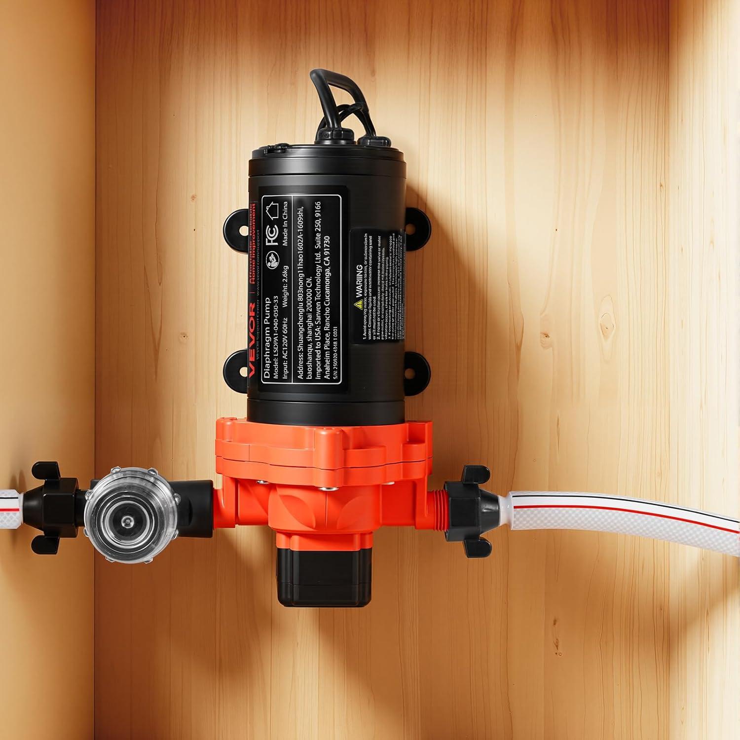 image:imageVEVOR 12V Diaphragm Pump 18 GPM 681 Lmin 3Chamber 12 Volt DC Water Pump with Automatic Pressure Switch 40100 PSI Adjustable 60 PSI 12 MNPT Port for RV Yacht Food Truck Camper Marine110V 3Chamber 40GPM 45PSI