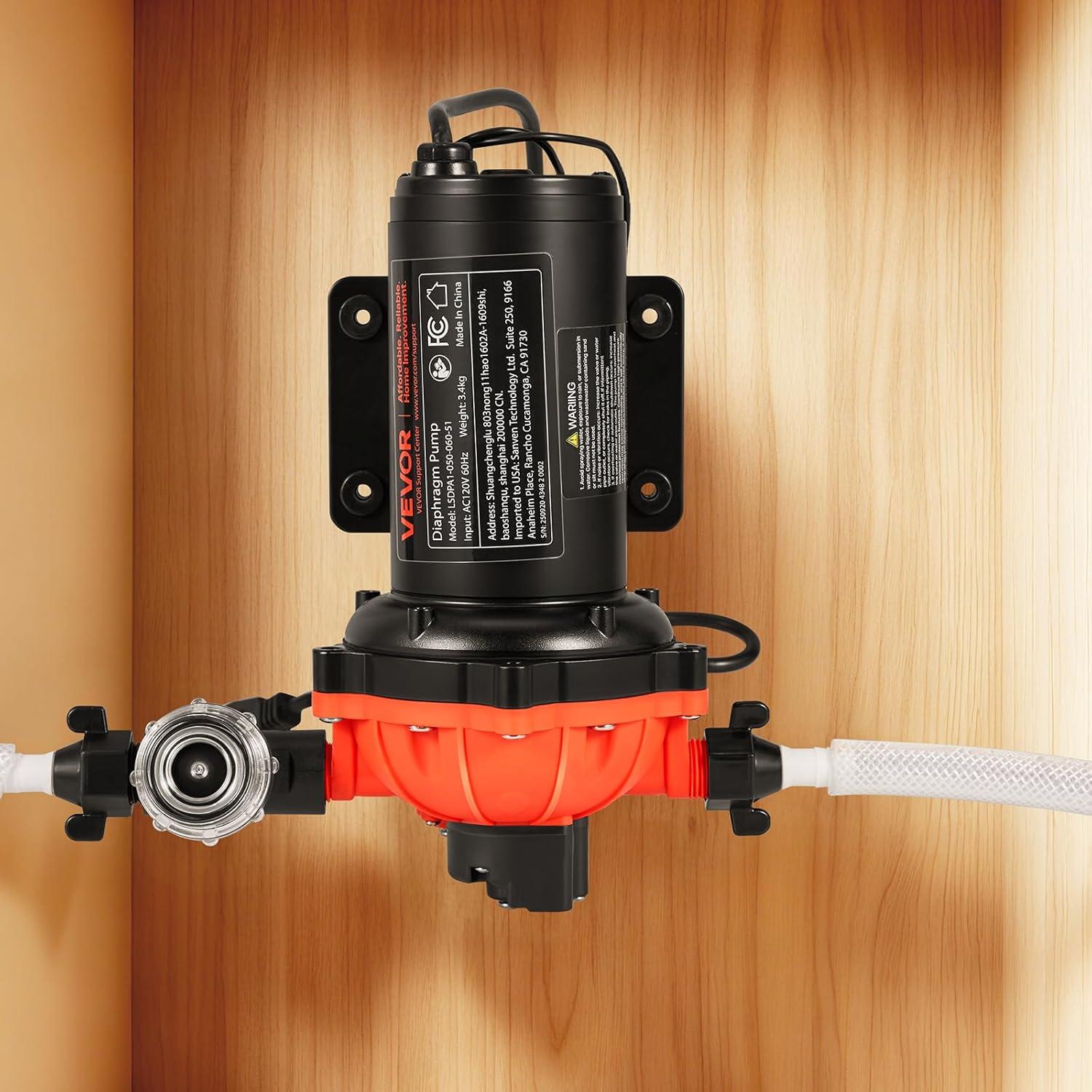 image:imageVEVOR 12V Diaphragm Pump 18 GPM 681 Lmin 3Chamber 12 Volt DC Water Pump with Automatic Pressure Switch 40100 PSI Adjustable 60 PSI 12 MNPT Port for RV Yacht Food Truck Camper Marine110V 5Chamber 50GPM 60PSI