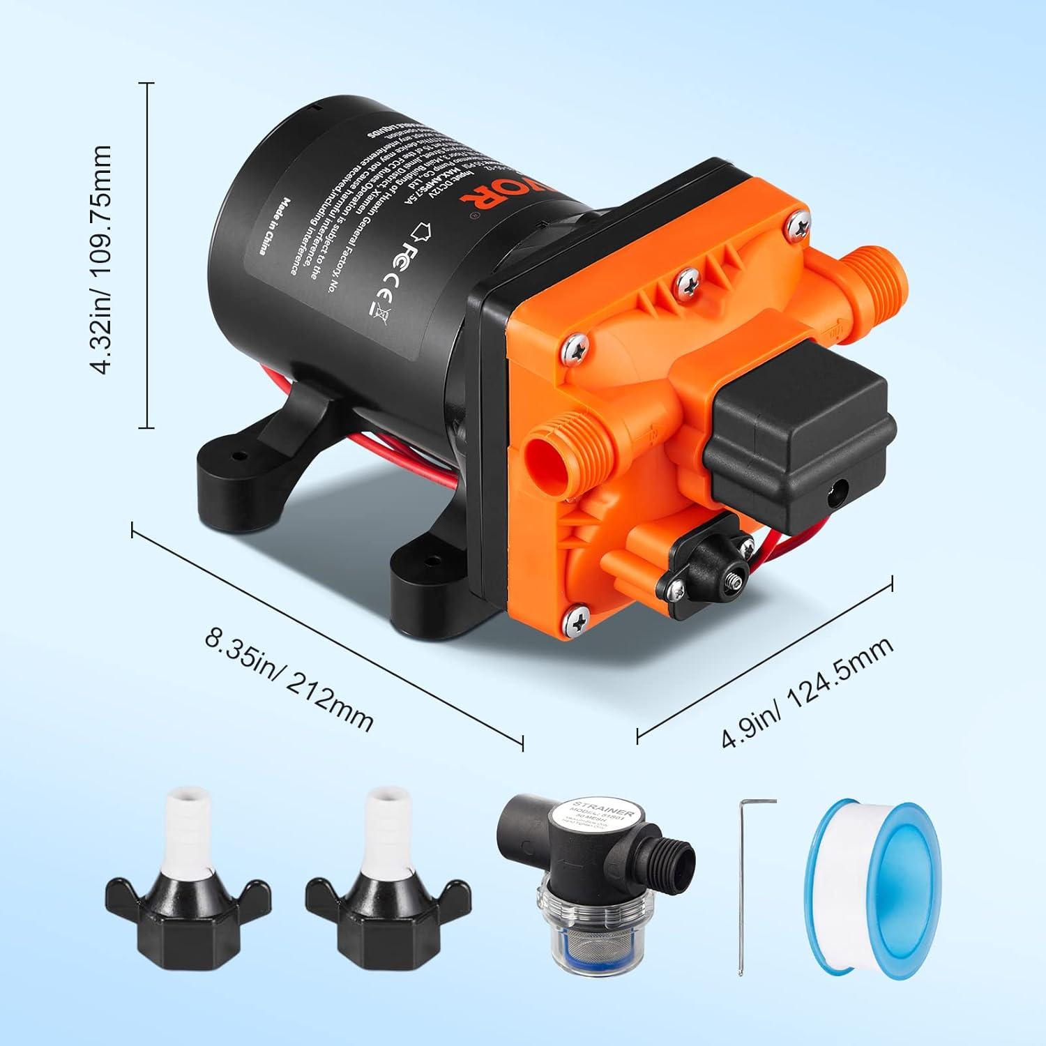 image:imageVEVOR 12V Diaphragm Pump 18 GPM 681 Lmin 3Chamber 12 Volt DC Water Pump with Automatic Pressure Switch 40100 PSI Adjustable 60 PSI 12 MNPT Port for RV Yacht Food Truck Camper Marine12V 35GPM 55PSIAdjustable