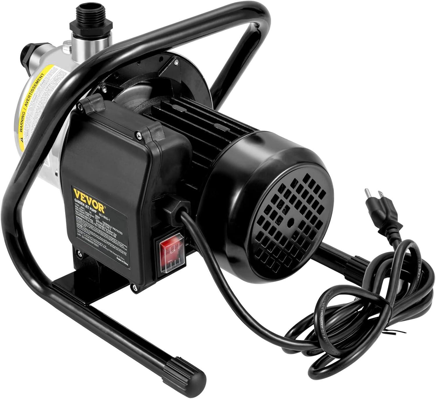 image:imageVEVOR 1HP Shallow Well Pump Portable 1380 GPH Garden Jet Pump with Automatic Controller 145 ft Head Stainless Steel Sprinkler Booster Pumps for Garden Lawn Irrigation System Water Transfer15 HP with Handle