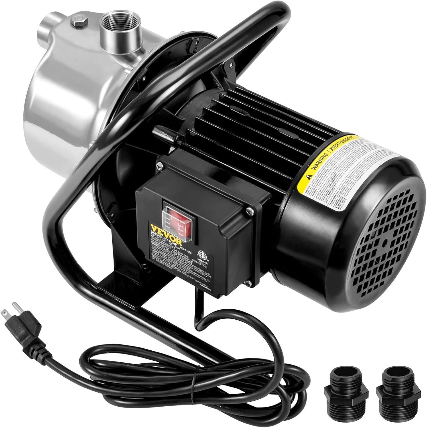image:imageVEVOR 1HP Shallow Well Pump Portable 1380 GPH Garden Jet Pump with Automatic Controller 145 ft Head Stainless Steel Sprinkler Booster Pumps for Garden Lawn Irrigation System Water Transfer11 HP with Handle