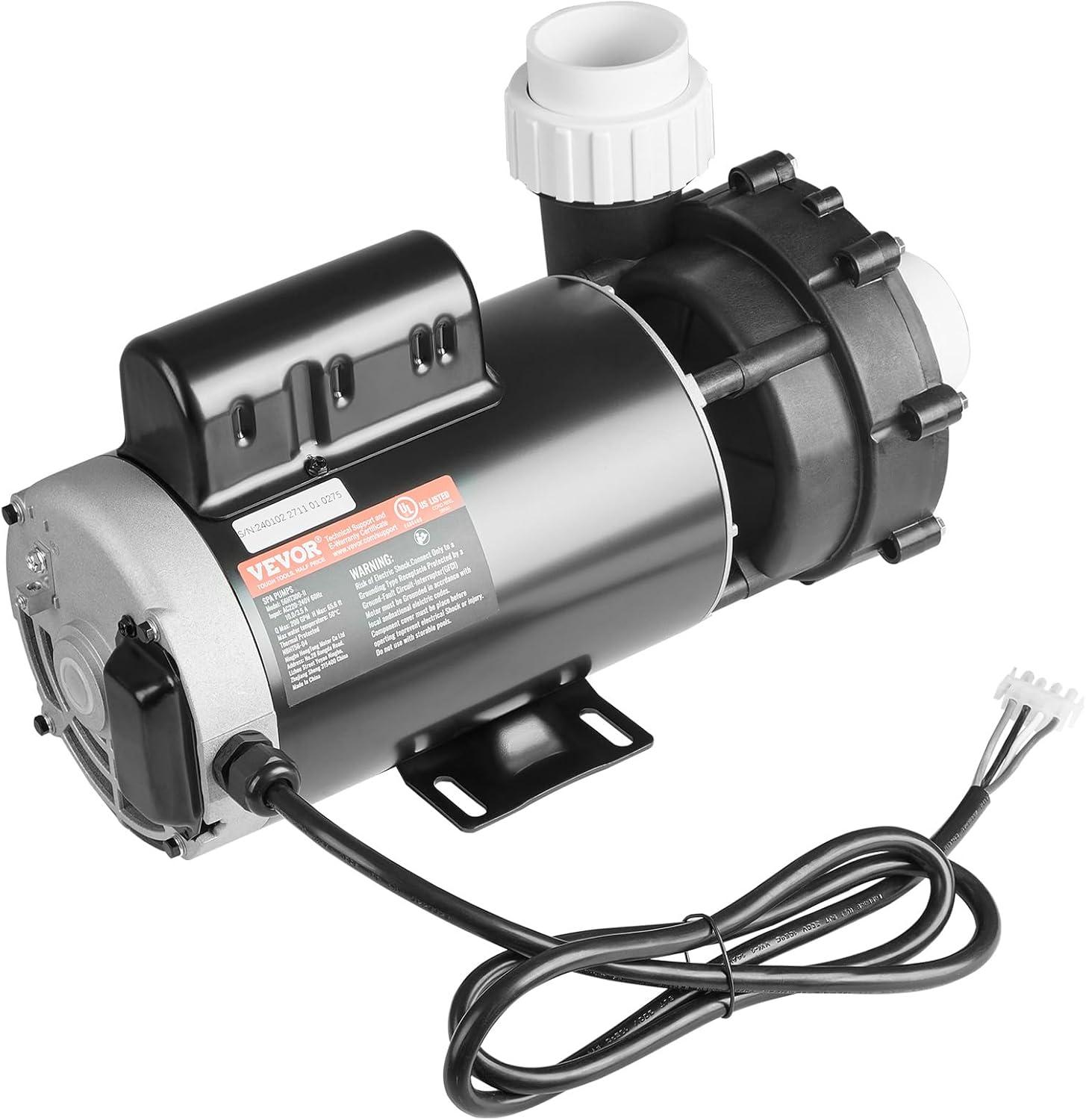image:imageVEVOR 2 Speed SPA Pump 48Frame AC 110120V Hot Tub SPA Pump 15 HP 150 GPM 4265 ft High Speed or 046 HP 70 GPM 918 ft Low Speed 2 Port 90 Rotational Interface for Hot Tub3 HP