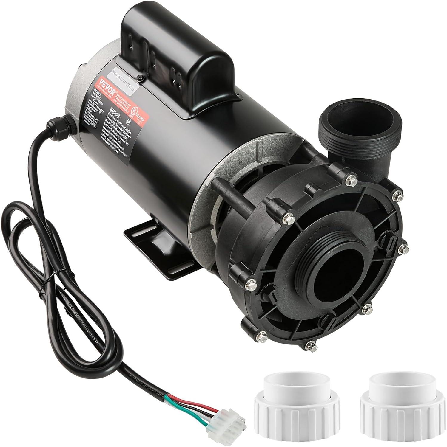 image:imageVEVOR 2 Speed SPA Pump 48Frame AC 110120V Hot Tub SPA Pump 15 HP 150 GPM 4265 ft High Speed or 046 HP 70 GPM 918 ft Low Speed 2 Port 90 Rotational Interface for Hot Tub56Frame 4HP