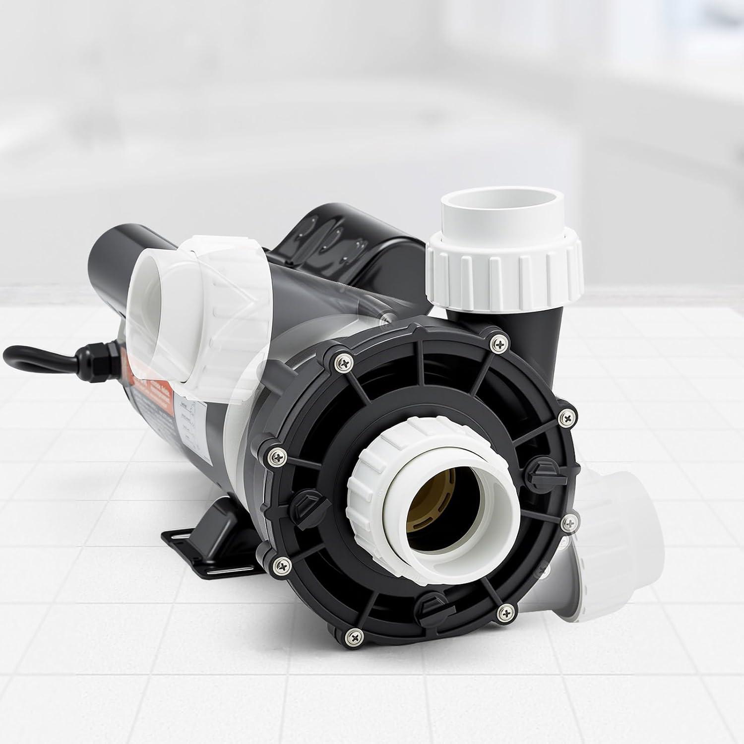 image:imageVEVOR 2 Speed SPA Pump 48Frame AC 110120V Hot Tub SPA Pump 15 HP 150 GPM 4265 ft High Speed or 046 HP 70 GPM 918 ft Low Speed 2 Port 90 Rotational Interface for Hot Tub48Frame 2HP