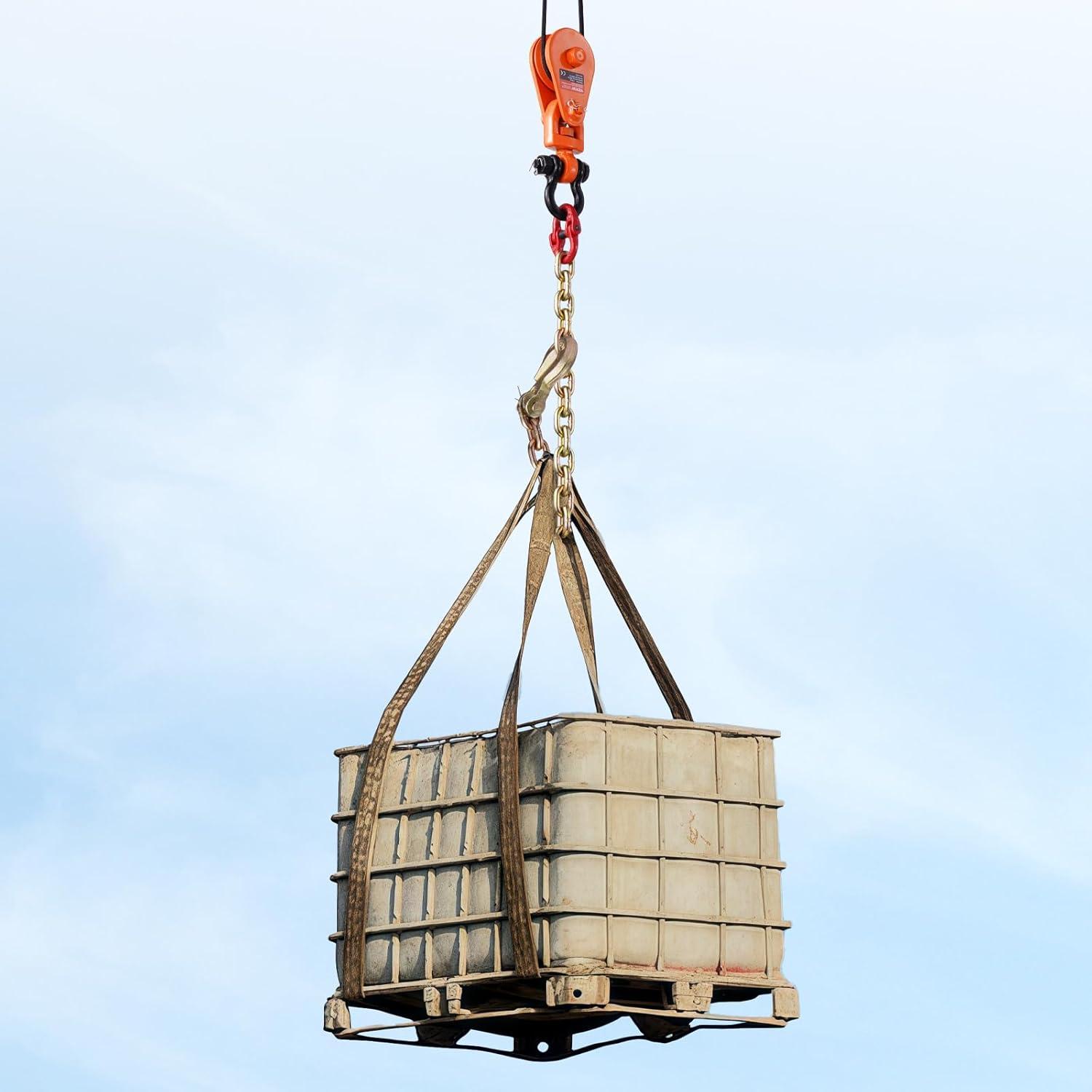 image:imageVEVOR 2 Ton Snatch Block with G80 Chain Swivel Shackle 3 Sheave for 38 Wire Rope Snatch Block Pulley for Towing and Recovery Applications on Flatbed Tow Truck Rollback Wrecker Car Carrier Cableorange
