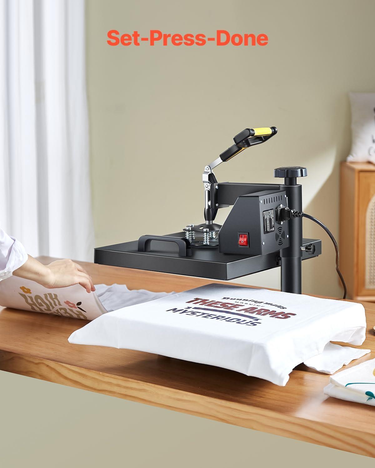 image:imageVEVOR 2 in 1 Heat Press Machine for T Shirts and Hats 15x15 Inch Professional Swing Away Digital Tshirt Press Machine for Sublimation Vinyl Heat Transfer Projects2in115x15Black
