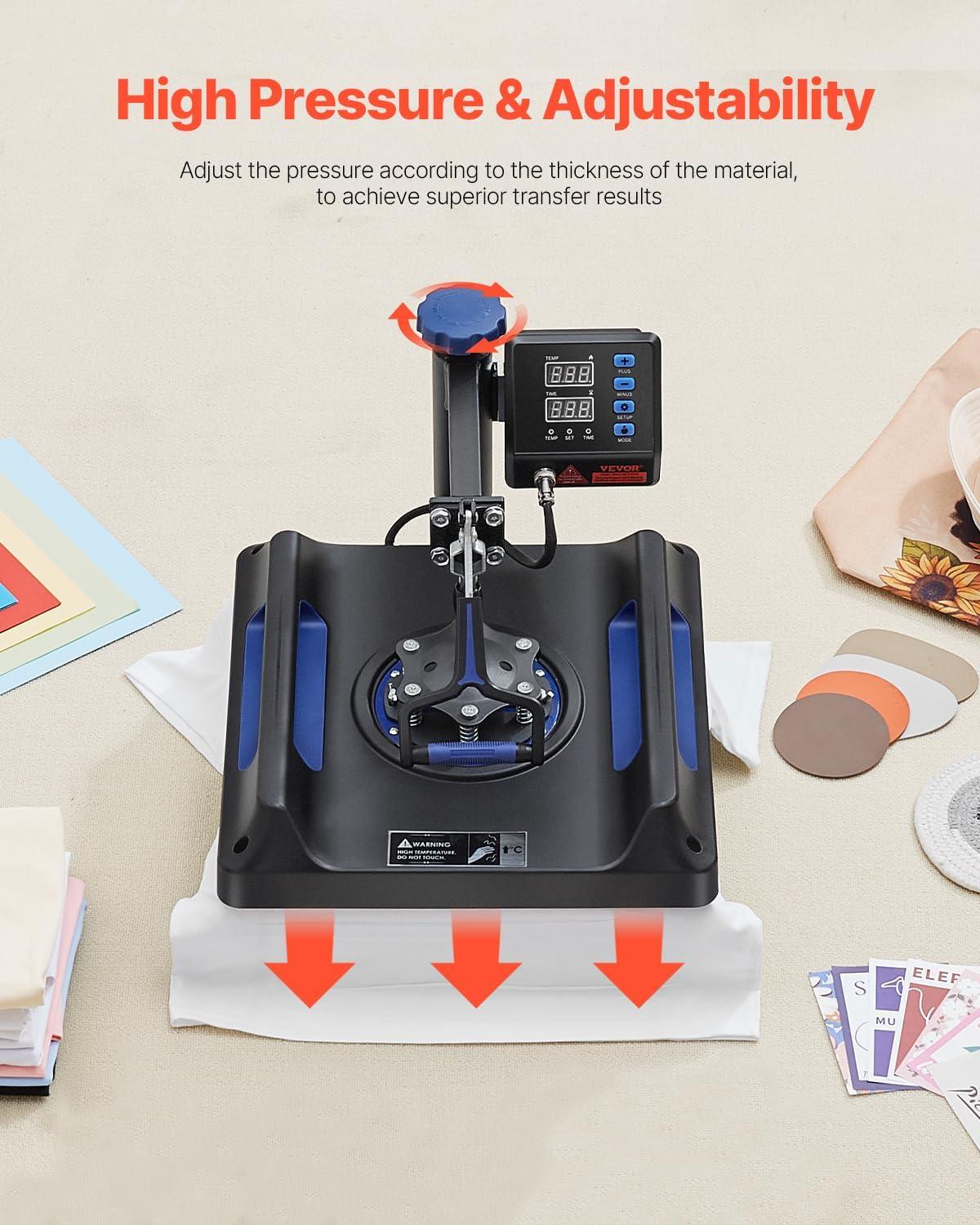 image:imageVEVOR 2 in 1 Heat Press Machine for T Shirts and Hats 15x15 Inch Professional Swing Away Digital Tshirt Press Machine for Sublimation Vinyl Heat Transfer Projects8in115x15Black