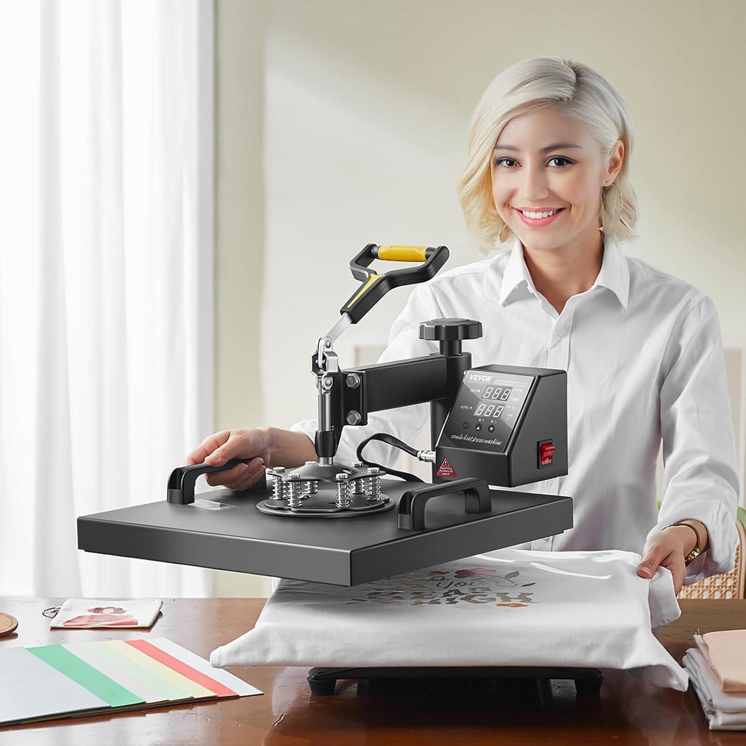 image:imageVEVOR 2 in 1 Heat Press Machine for T Shirts and Hats 15x15 Inch Professional Swing Away Digital Tshirt Press Machine for Sublimation Vinyl Heat Transfer Projects2in115x15Black