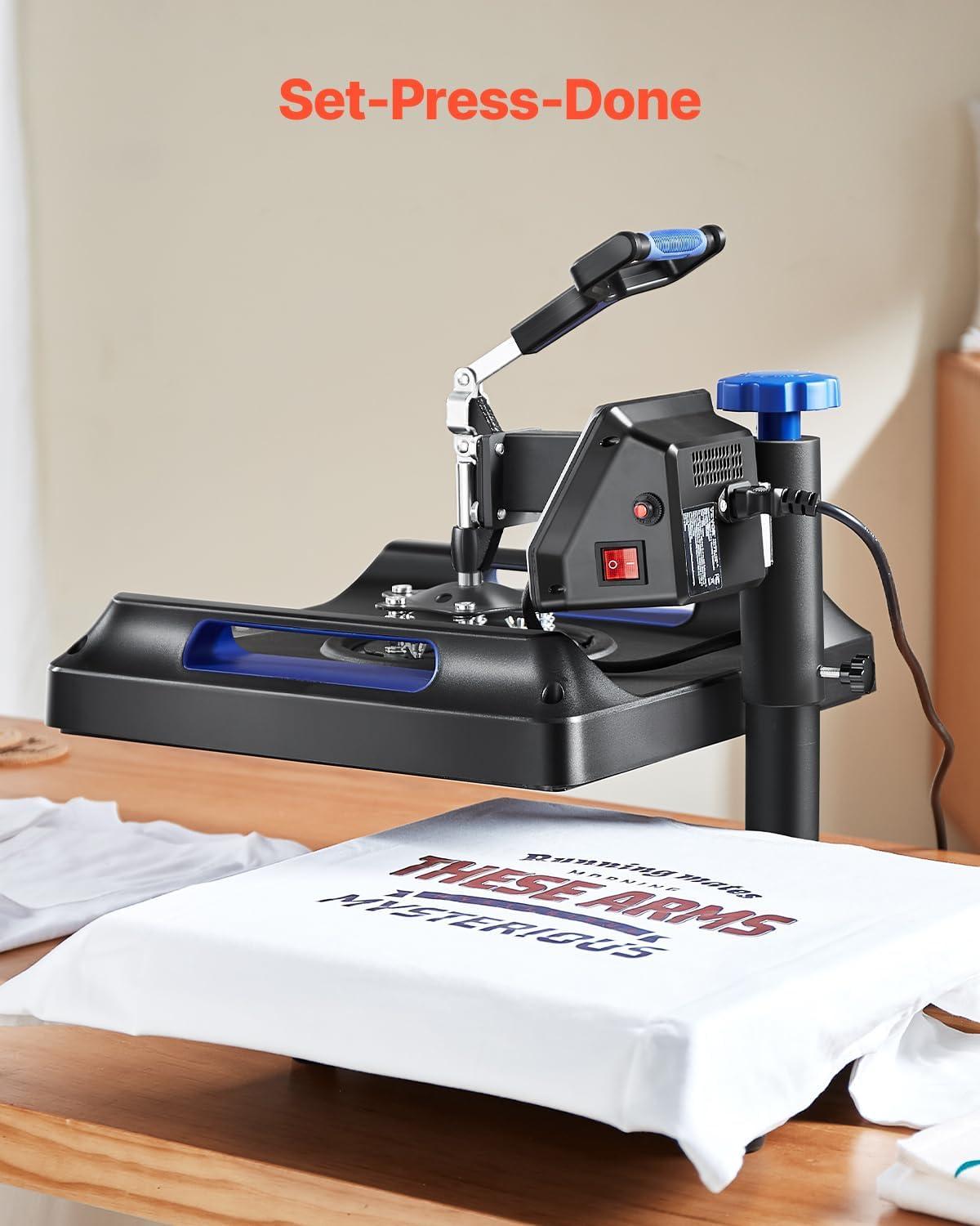 image:imageVEVOR 2 in 1 Heat Press Machine for T Shirts and Hats 15x15 Inch Professional Swing Away Digital Tshirt Press Machine for Sublimation Vinyl Heat Transfer Projects8in115x15Black