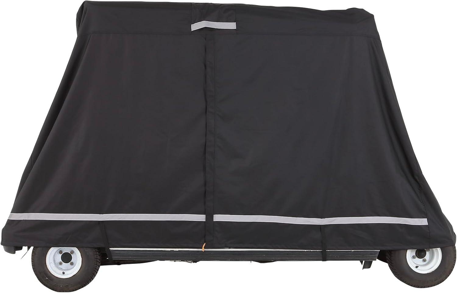 image:imageVEVOR 22 Passenger Golf Cart Cover 600D Polyester Full Cover Suitable for 22 Seats Golf Carts Waterproof Sunproof and Dustproof Outdoor Golf Cart Cover with Three Zipper Doors Black