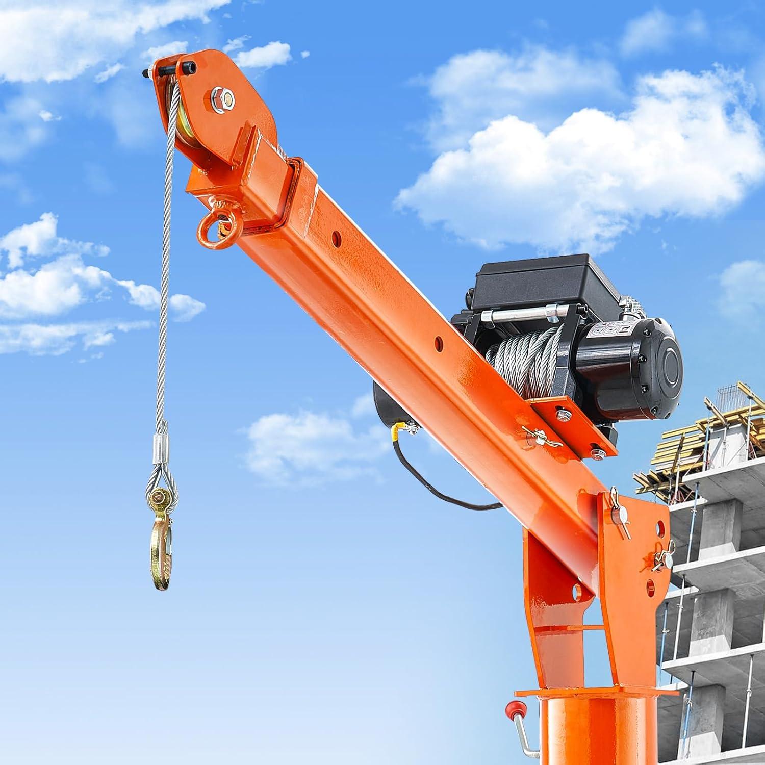 image:imageVEVOR 2200 lbs Electric Pickup Truck Crane with Electric Winch 6000 lbs 12V Folding TruckMounted Bed Crane Steel Pickup Truck Jib Crane Hoist 360 Swivel for Lifting Goods in Construction Factory2200 lbs with Electric Winch 6000 lbs