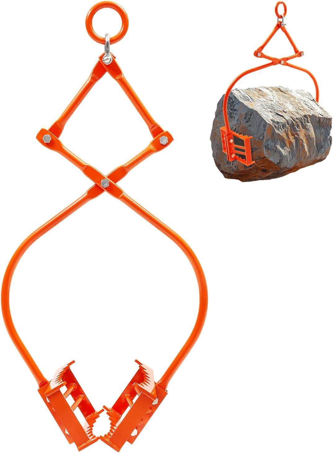 image:imageVEVOR 24in Stone Lifting Tongs 2 Serrated Claw Rock Tongs Heavy Duty Steel Log Tongs 1100LBS Lifting Capacity Rock Log Grapple Easy Chain Hook up Tongs for Stone Blocks Boluder MarbleRock Tongs