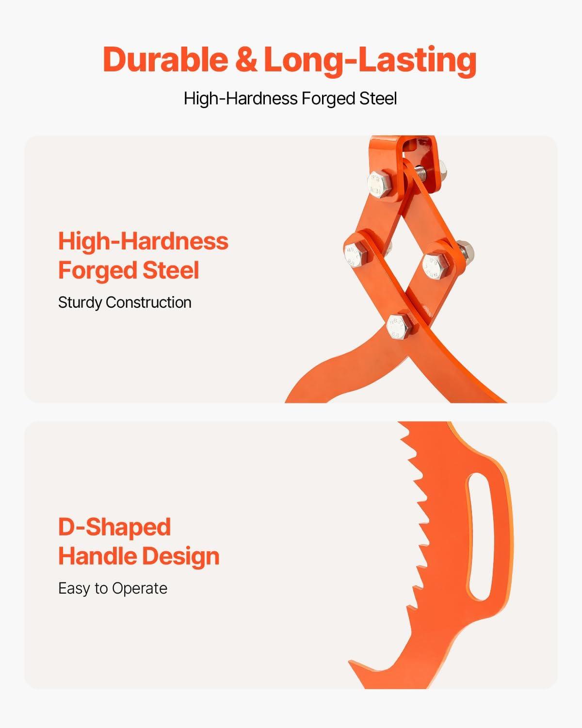 image:imageVEVOR 24in Stone Lifting Tongs 2 Serrated Claw Rock Tongs Heavy Duty Steel Log Tongs 1100LBS Lifting Capacity Rock Log Grapple Easy Chain Hook up Tongs for Stone Blocks Boluder Marble2 Serrated Claw
