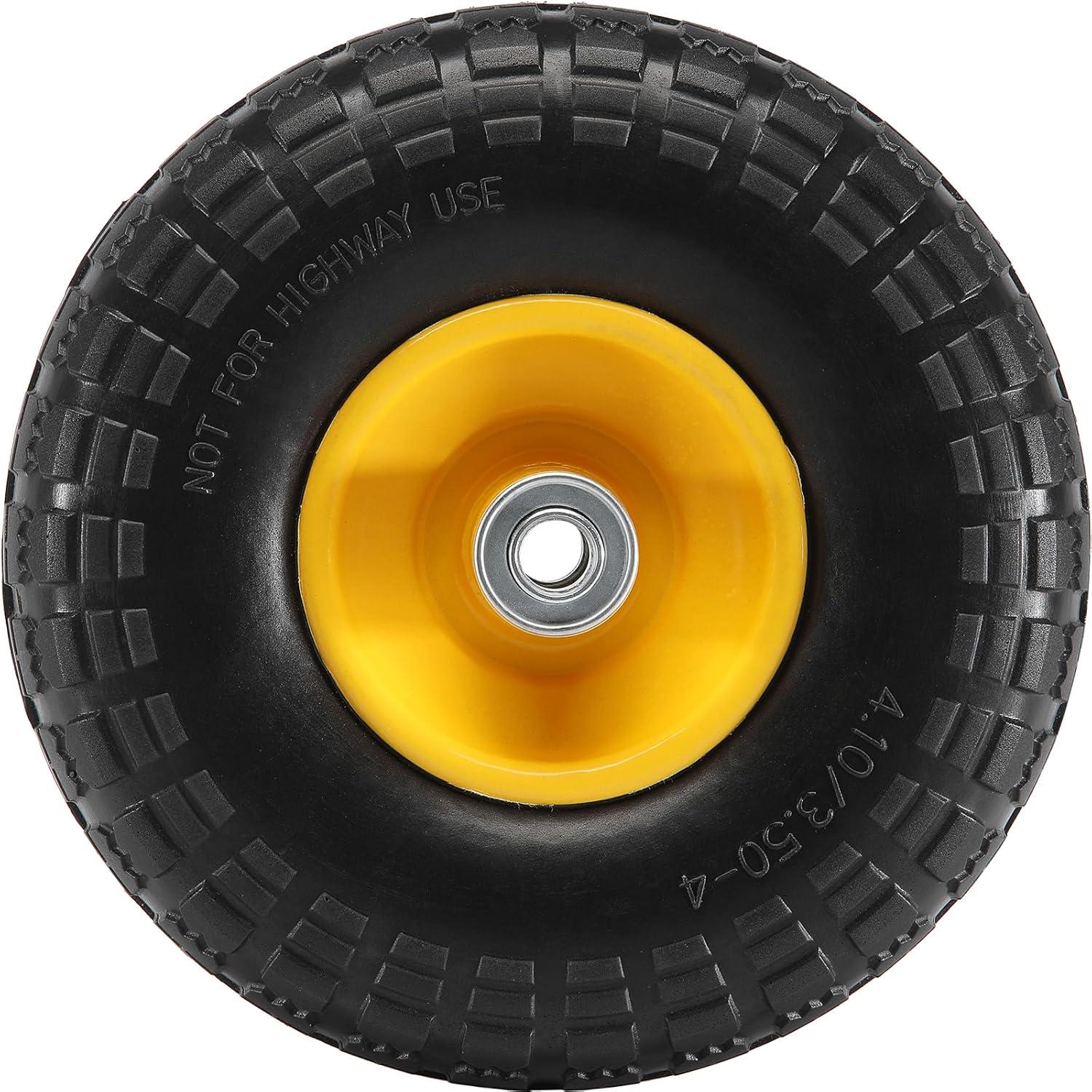 image:imageVEVOR 2Pack 10 x 25 Solid Rubber Tire Wheels 10 inch Tire and Wheel Flat Free with 58 Bearings 21 Offset Hub Replacement Wheelbarrow Tires Perfect for Hand Truck Wheelbarrow Garden CartMetal wheel hub