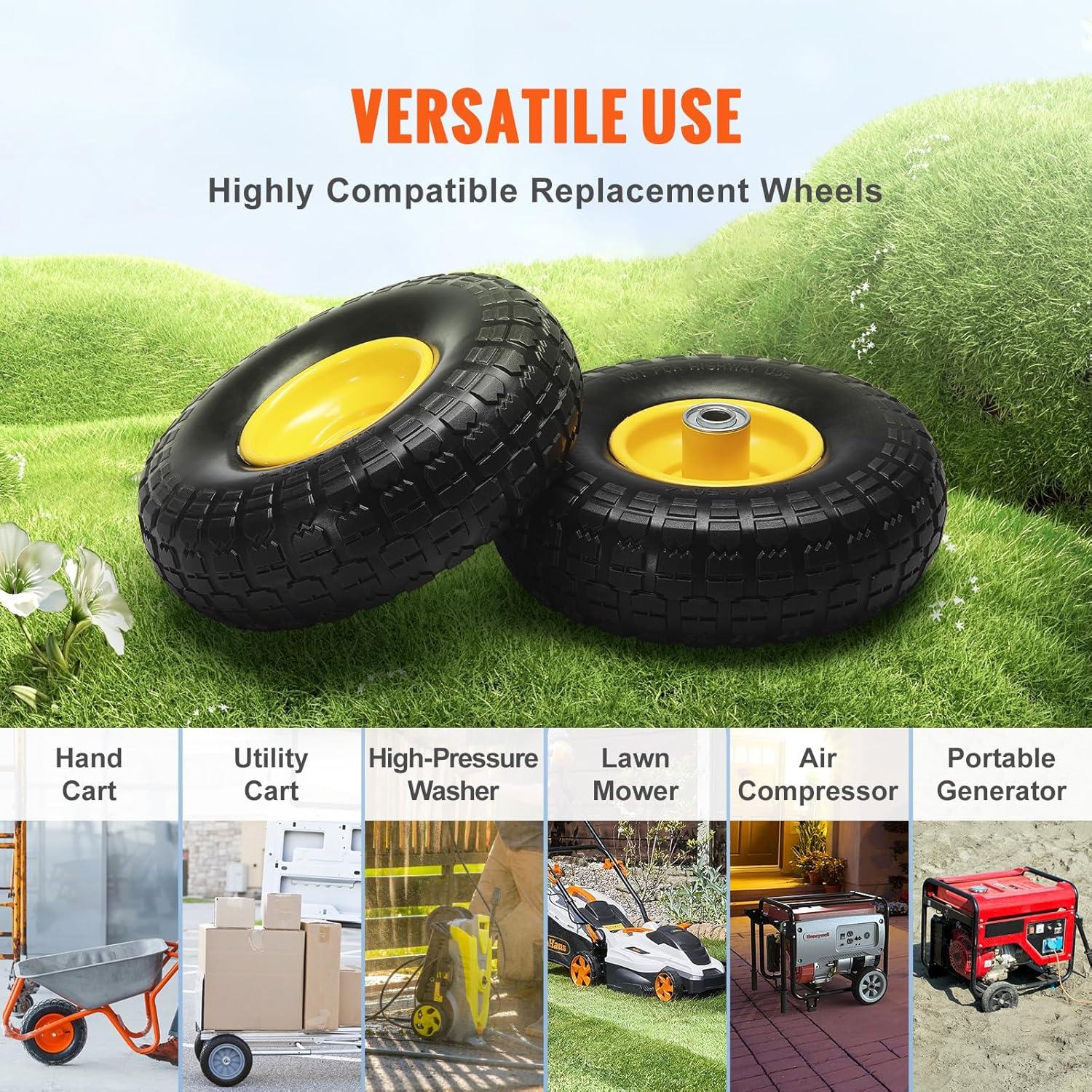 image:imageVEVOR 2Pack 10 x 25 Solid Rubber Tire Wheels 10 inch Tire and Wheel Flat Free with 58 Bearings 21 Offset Hub Replacement Wheelbarrow Tires Perfect for Hand Truck Wheelbarrow Garden CartMetal wheel hub