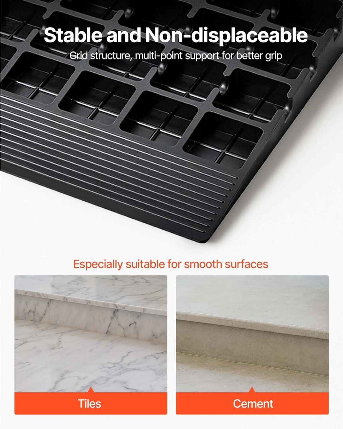 image:imageVEVOR 3 Rise Rubber Threshold Ramp 3 Channels Cord Cover Door Ramp NoSlip Surface 2200 Lbs Load Capacity Rubber Ramp for for Home Doorways Driveways Curb Home Steps 418 L x 24 W x 3 H3 H