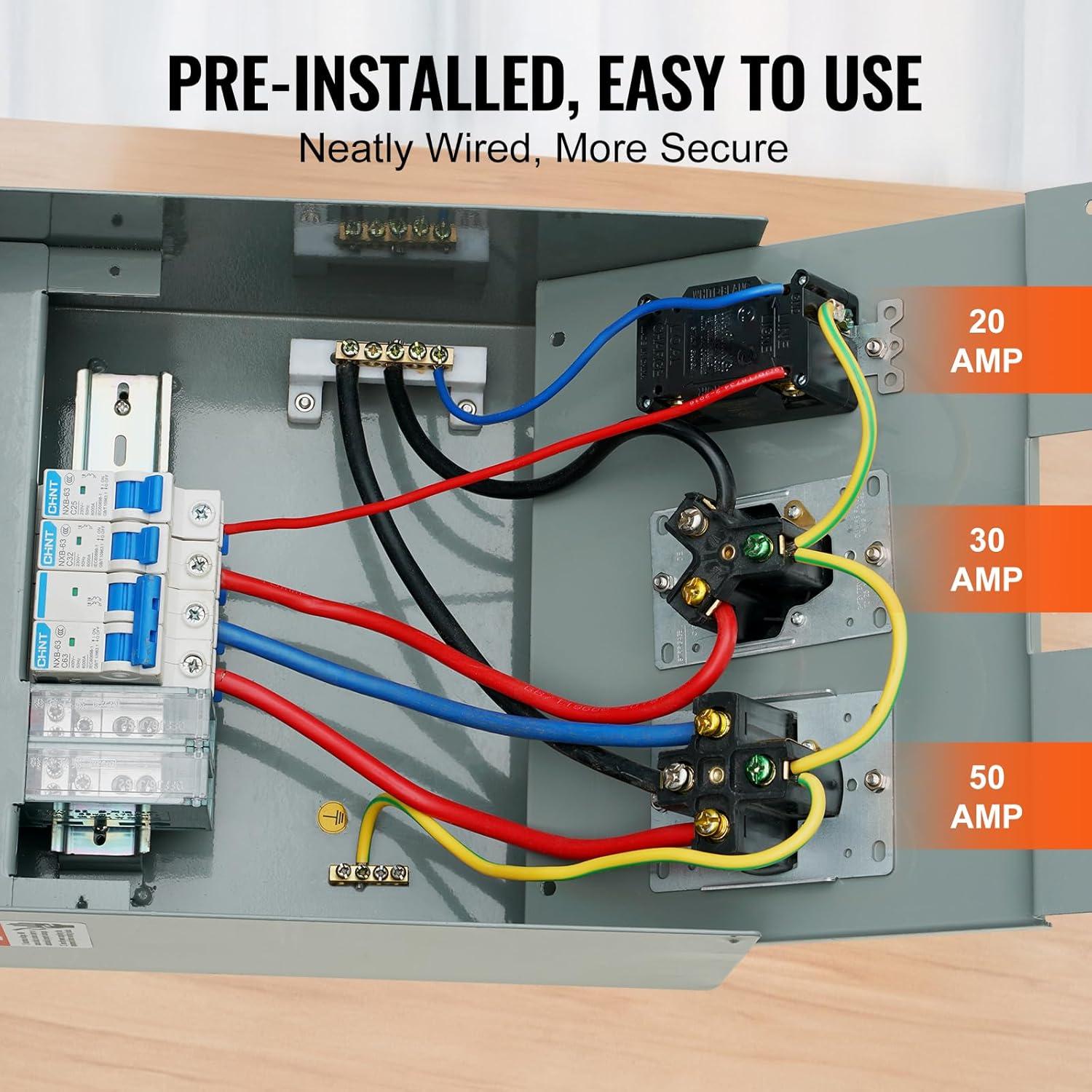 image:imageVEVOR 30 Amp RV Power Outlet Box 125250 Volt Enclosed Lockable Outdoor RV Receptacle Box NEMA TT30R Weatherproof Electrical Panel for RV Camper Trailer Motorhome Electric Car503020 Amp
