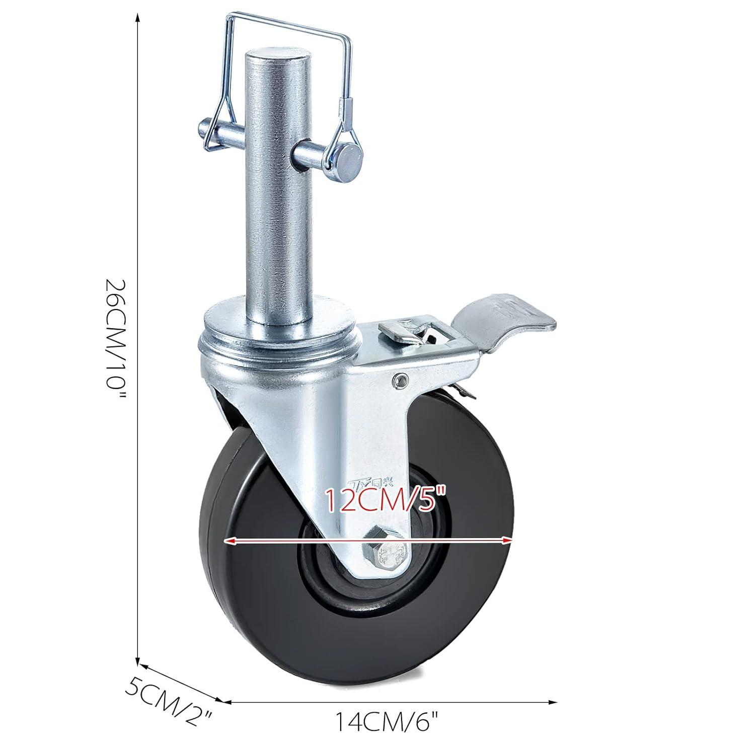 image:imageVEVOR 4 Pack 5 Scaffolding Wheels 1 Solid Stem Rubber Wheels with Dual Locking Heavy Duty Casters 330LBS Capacity5 Solid Round Stem