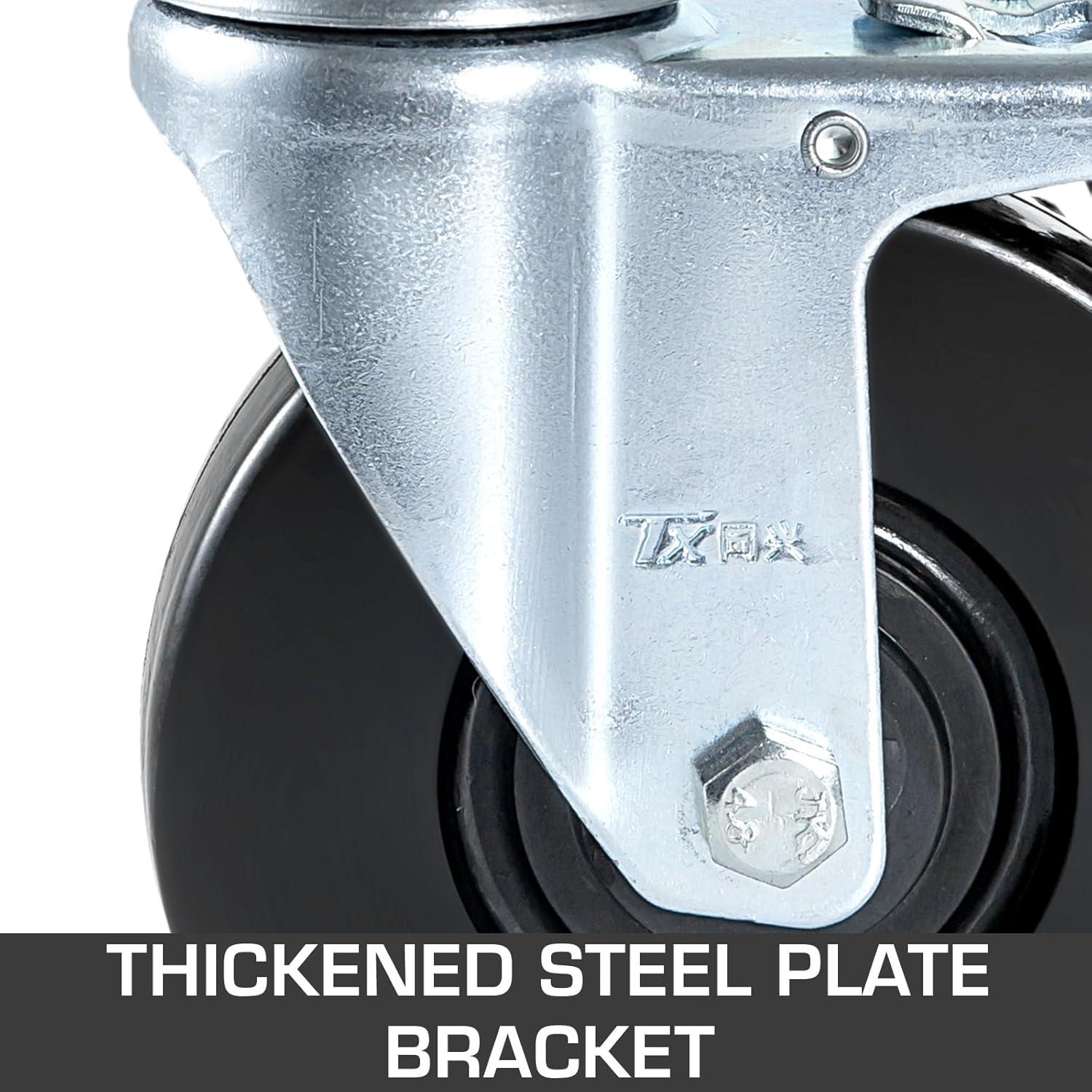 image:imageVEVOR 4 Pack 5 Scaffolding Wheels 1 Solid Stem Rubber Wheels with Dual Locking Heavy Duty Casters 330LBS Capacity5 Solid Round Stem