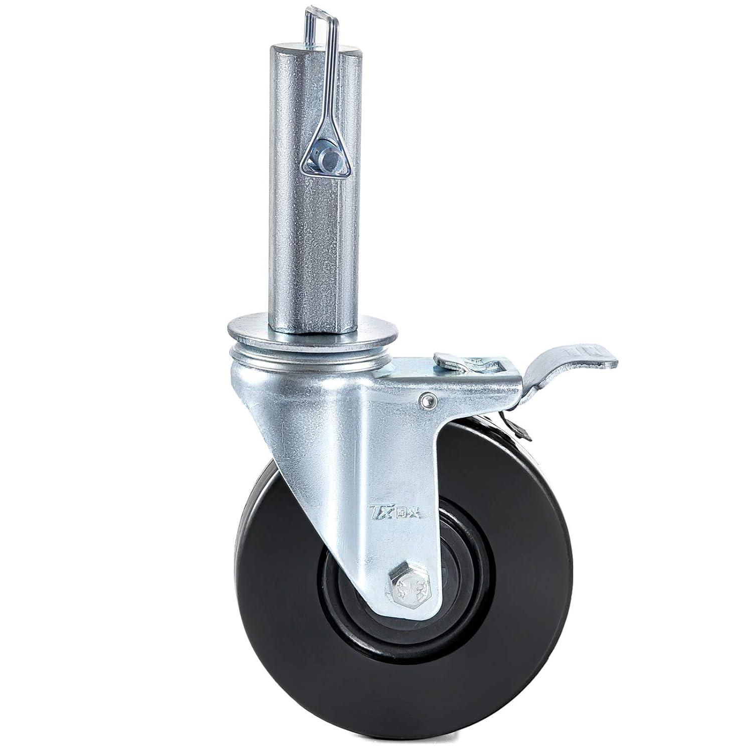 image:imageVEVOR 4 Pack 5 Scaffolding Wheels 1 Solid Stem Rubber Wheels with Dual Locking Heavy Duty Casters 330LBS Capacity5 Square Tube Stem