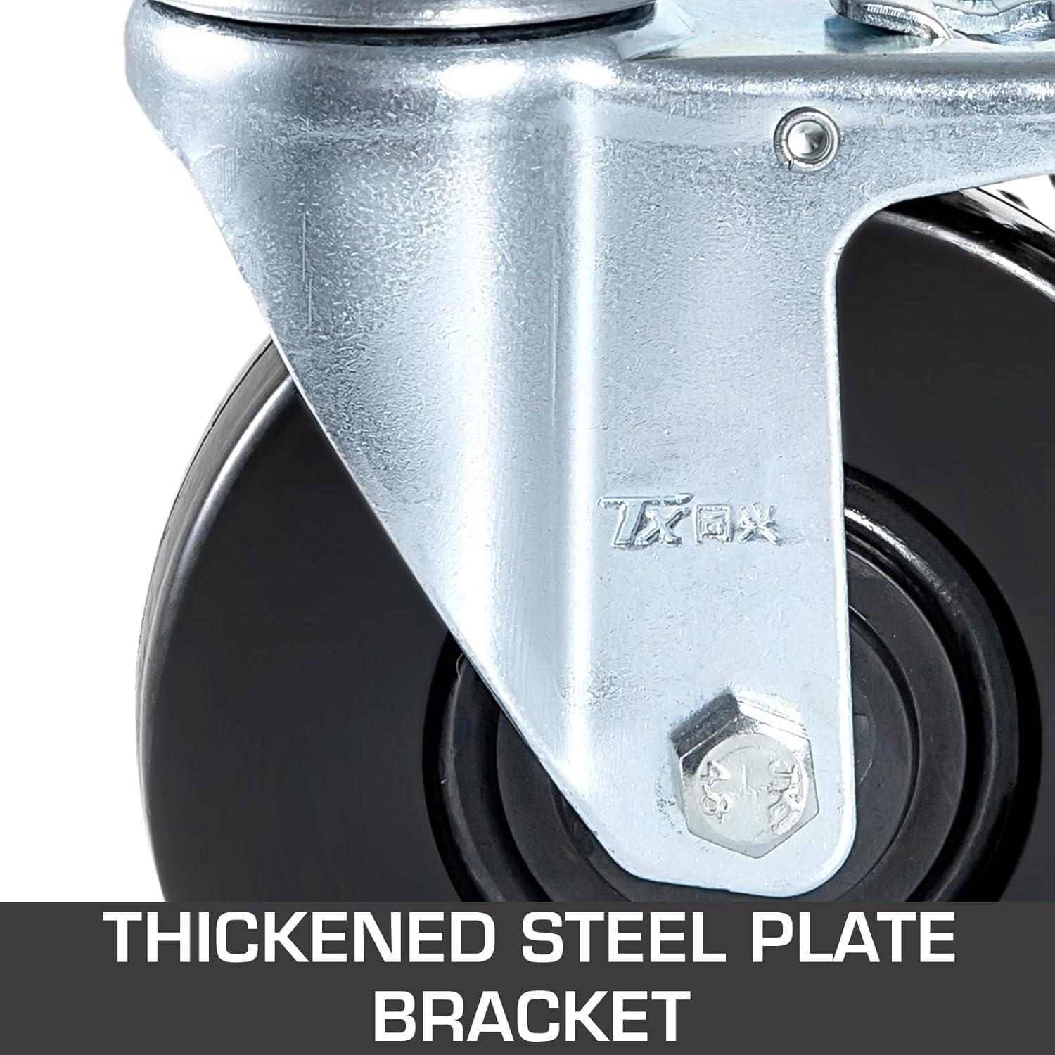 image:imageVEVOR 4 Pack 5 Scaffolding Wheels 1 Solid Stem Rubber Wheels with Dual Locking Heavy Duty Casters 330LBS Capacity5 Square Tube Stem