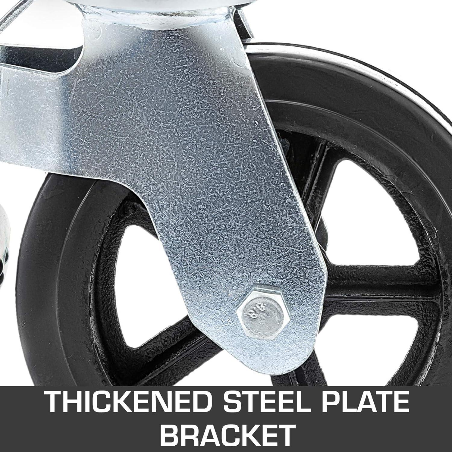 image:imageVEVOR 4 Pack 5 Scaffolding Wheels 1 Solid Stem Rubber Wheels with Dual Locking Heavy Duty Casters 330LBS Capacity8 Solid Round Stem