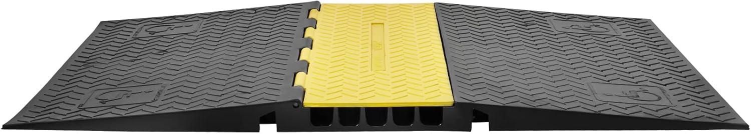 image:imageVEVOR 4 Pack of 1Channel Rubber Cable Protector Ramps Heavy Duty 18000Lbs Load Capacity Cable Wire Cord Cover Ramp Speed Bump Driveway Hose Cable Ramp Protective Cover5 Channel1PC