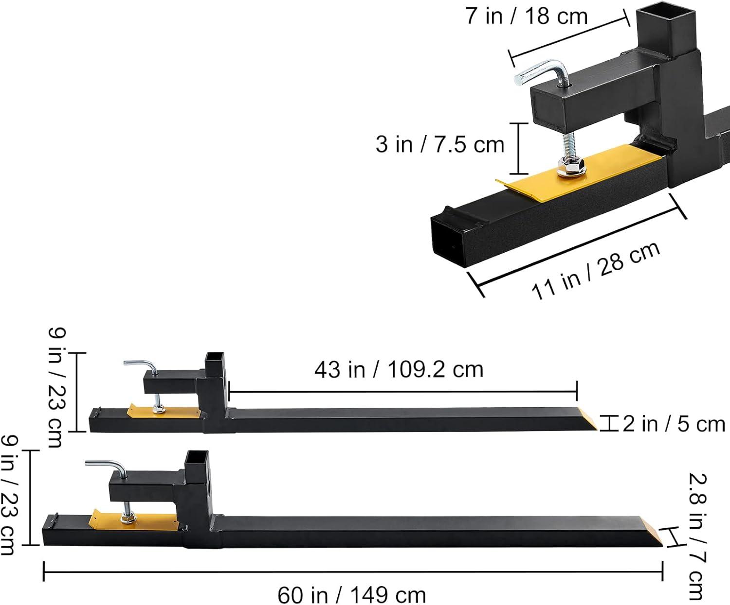 image:imageVEVOR 43 Clamp on Pallet Forks 2000lbs Capacity Tractor Bucket Forks Heavy Duty Quick Attach Pallet Fork for Bucket Tractor Loader Skid Steer60 Without Stabilizer Bar