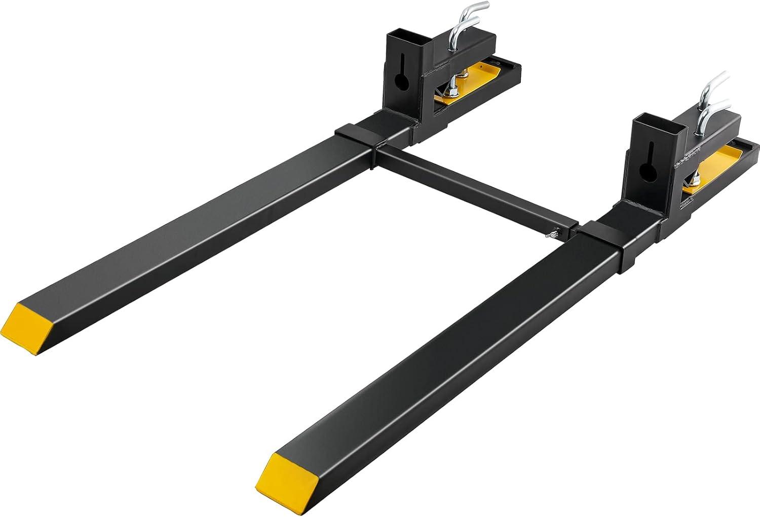 image:imageVEVOR 43 Clamp on Pallet Forks 2000lbs Capacity Tractor Bucket Forks Heavy Duty Quick Attach Pallet Fork for Bucket Tractor Loader Skid Steerwith Stabilizer Bar