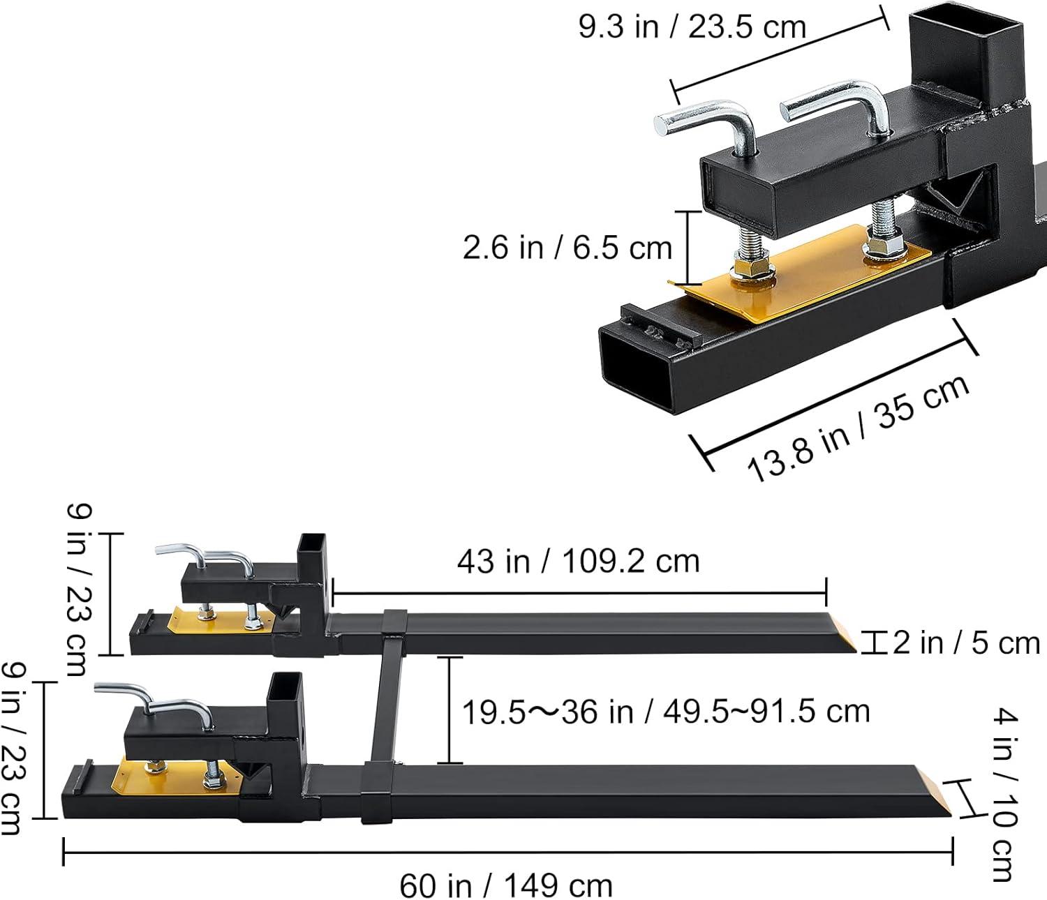 image:imageVEVOR 43 Clamp on Pallet Forks 2000lbs Capacity Tractor Bucket Forks Heavy Duty Quick Attach Pallet Fork for Bucket Tractor Loader Skid Steerwith Stabilizer Bar