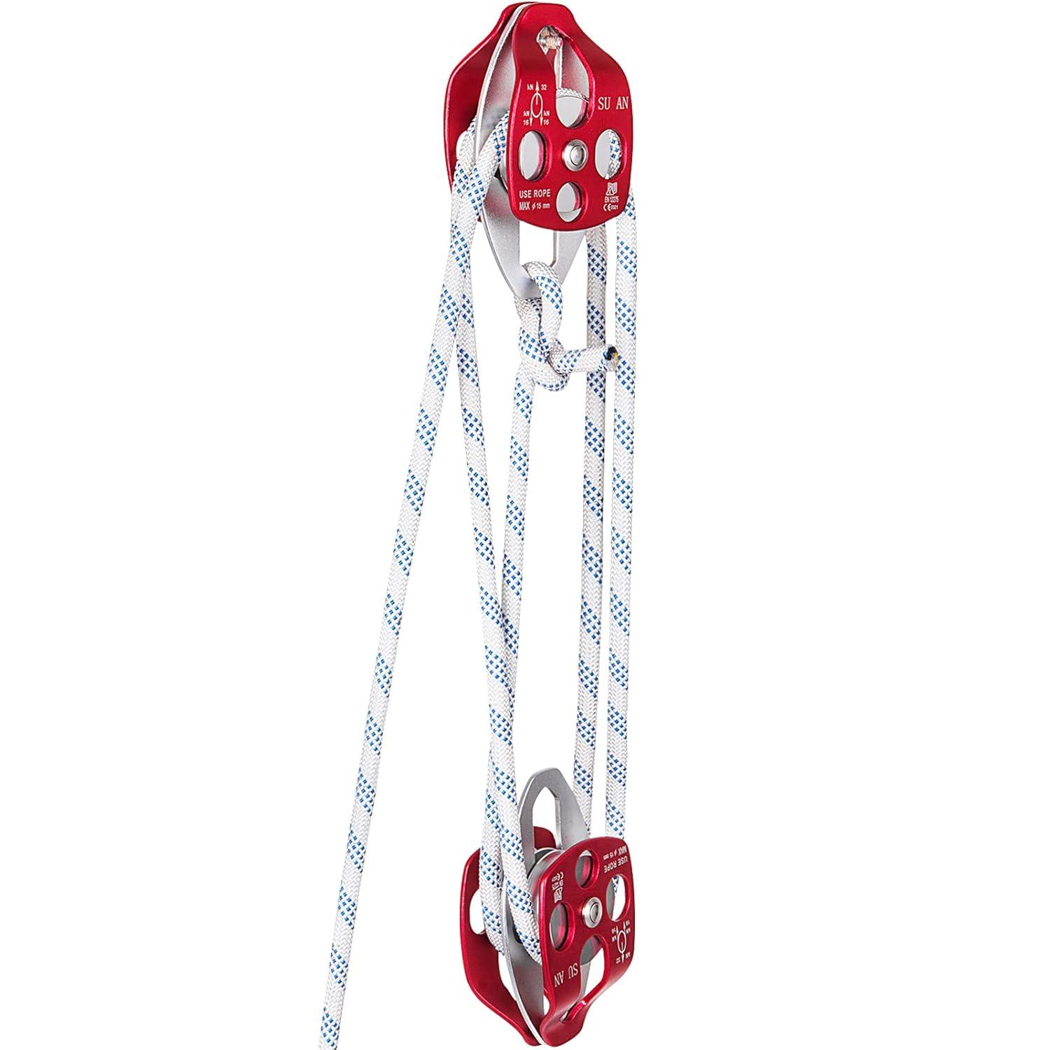 image:imageVEVOR 4400 lbs Breaking Strength 100 FT Rope Pulley Hoist 51 Lifting Power Heavy Duty Pulley System with 2pcs Soft Loops Metal Wheels Bearing Structure Block and Tackle for Lifting Heavy Objects12 x 200