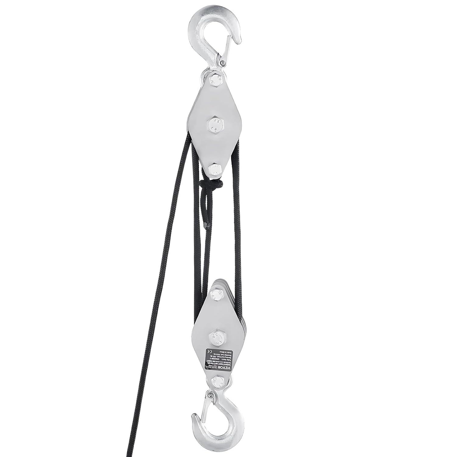 image:imageVEVOR 4400 lbs Breaking Strength 100 FT Rope Pulley Hoist 51 Lifting Power Heavy Duty Pulley System with 2pcs Soft Loops Metal Wheels Bearing Structure Block and Tackle for Lifting Heavy Objects023 x 100