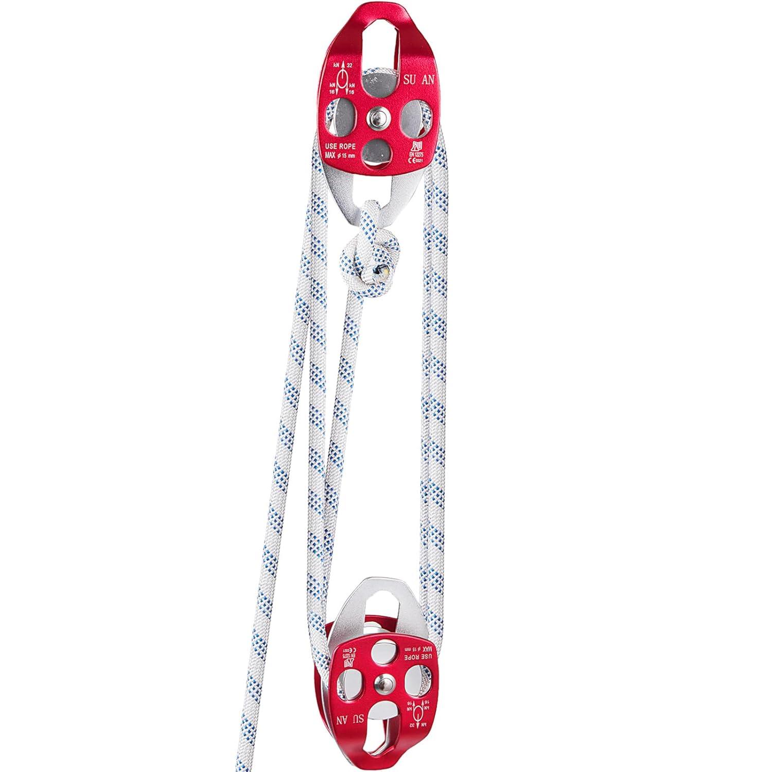 image:imageVEVOR 4400 lbs Breaking Strength 100 FT Rope Pulley Hoist 51 Lifting Power Heavy Duty Pulley System with 2pcs Soft Loops Metal Wheels Bearing Structure Block and Tackle for Lifting Heavy Objects12 x 100