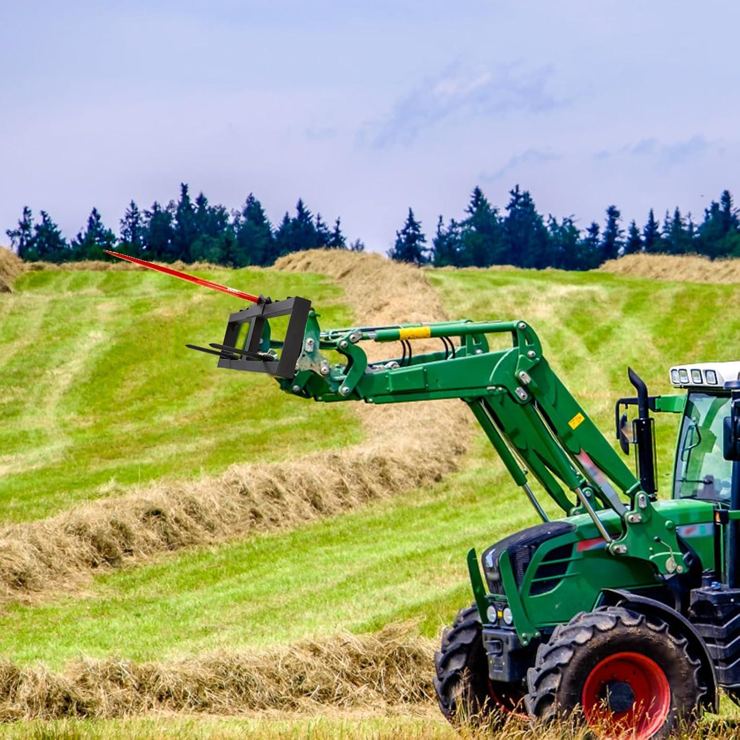 image:imageVEVOR 49 Hay Spear Bale Spears 1600lbs Loading Capacity Skid Steer Loader Tractor Attachment with 2pcs 175 Stabilizer Spears Quick Attach Spike ForksSquare type