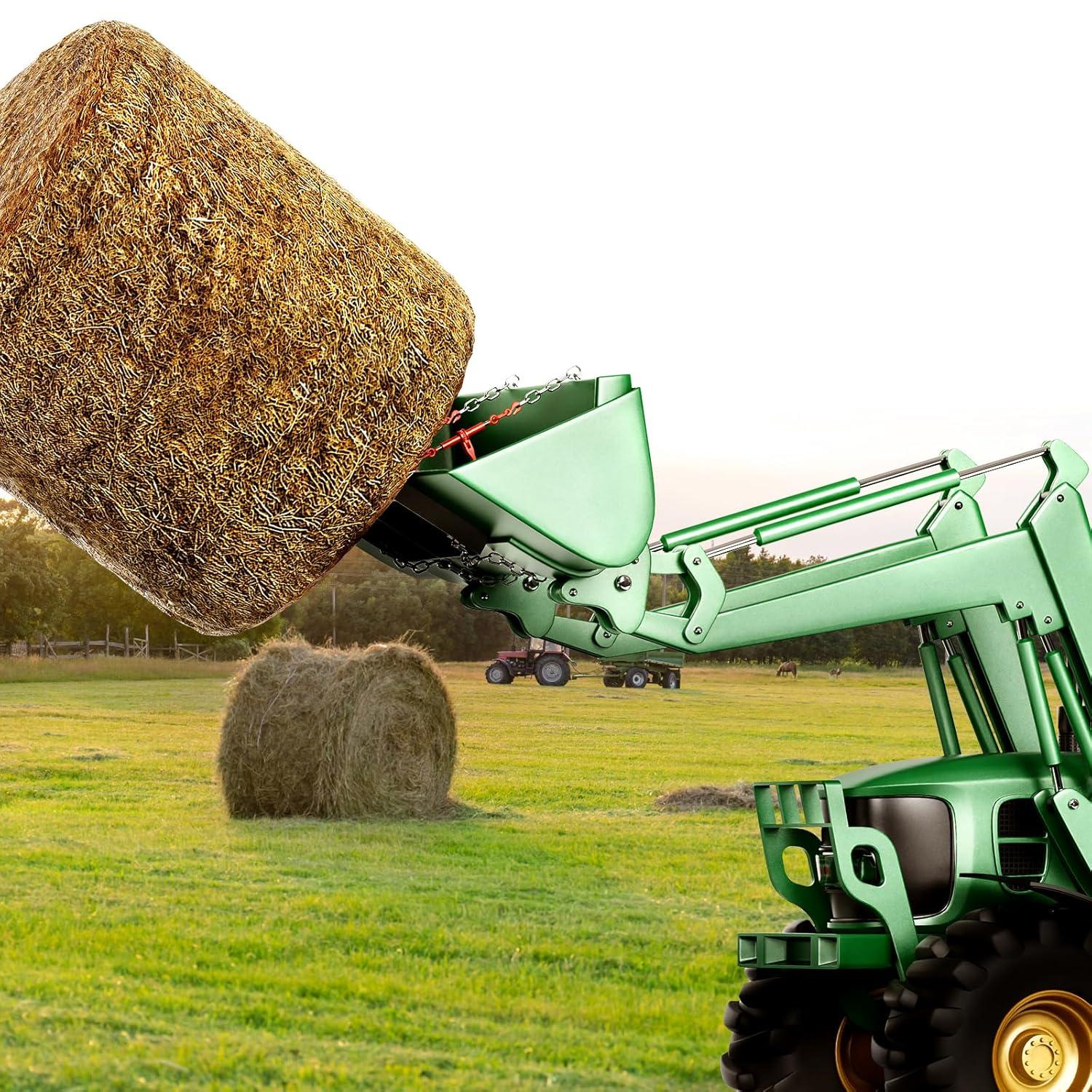 image:imageVEVOR 49 Hay Spear Bale Spears 3000lbs Loading Capacity Skid Steer Loader Tractor Bucket Attachment with 2pcs 175 Stabilizer Spears and 60 Chain Quick Attach Spike Forks49 Vertical Assembly