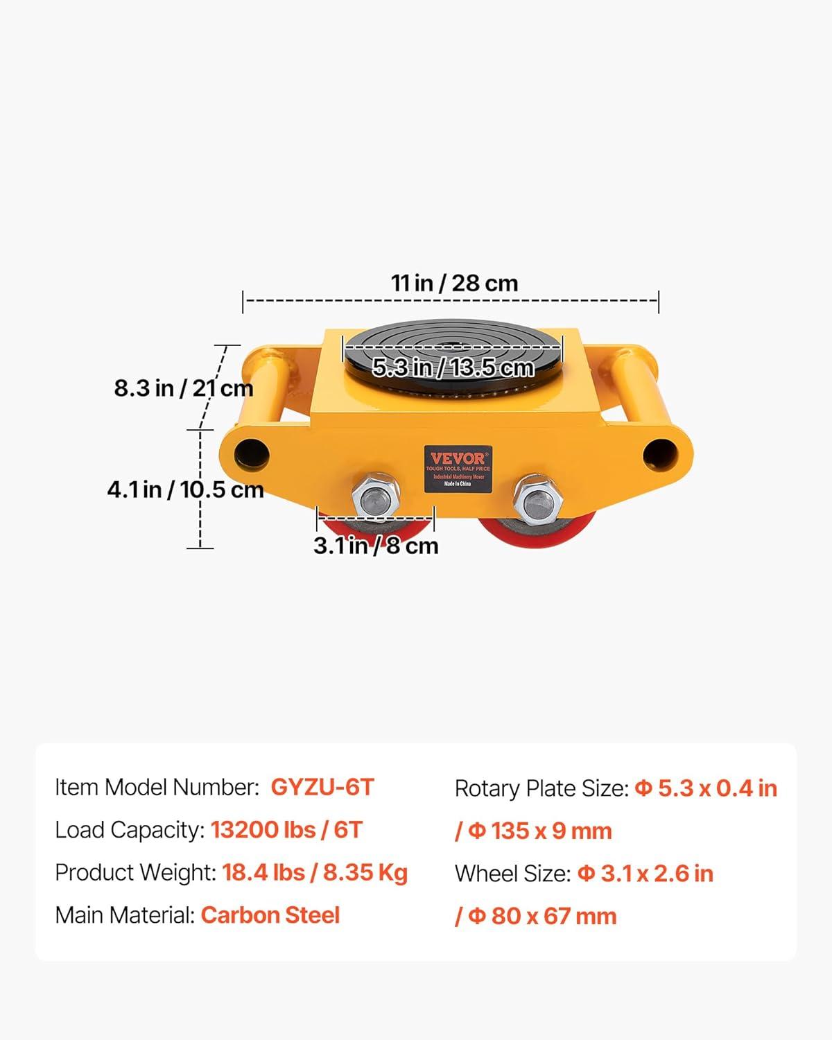 image:imageVEVOR 4PCS Machinery Skates Dollies 17637 lb Heavy Duty Equipment Moving Skates with 4 PU Wheels 360 Rotation NonSlip Cap LowProfile Industrial Mover Rollers for Factory Warehouse Workshop1Pack