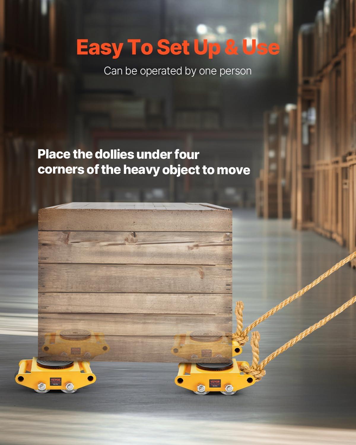 image:imageVEVOR 4PCS Machinery Skates Dollies 17637 lb Heavy Duty Equipment Moving Skates with 4 PU Wheels 360 Rotation NonSlip Cap LowProfile Industrial Mover Rollers for Factory Warehouse Workshop4 PcsSteel Wheels