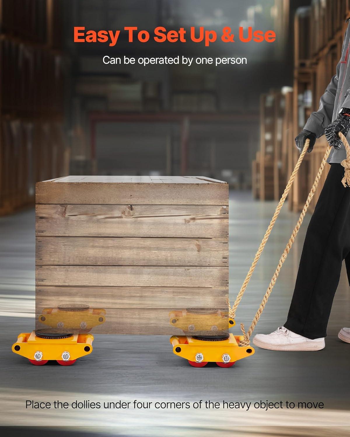 image:imageVEVOR 4PCS Machinery Skates Dollies 17637 lb Heavy Duty Equipment Moving Skates with 4 PU Wheels 360 Rotation NonSlip Cap LowProfile Industrial Mover Rollers for Factory Warehouse Workshop1Pack
