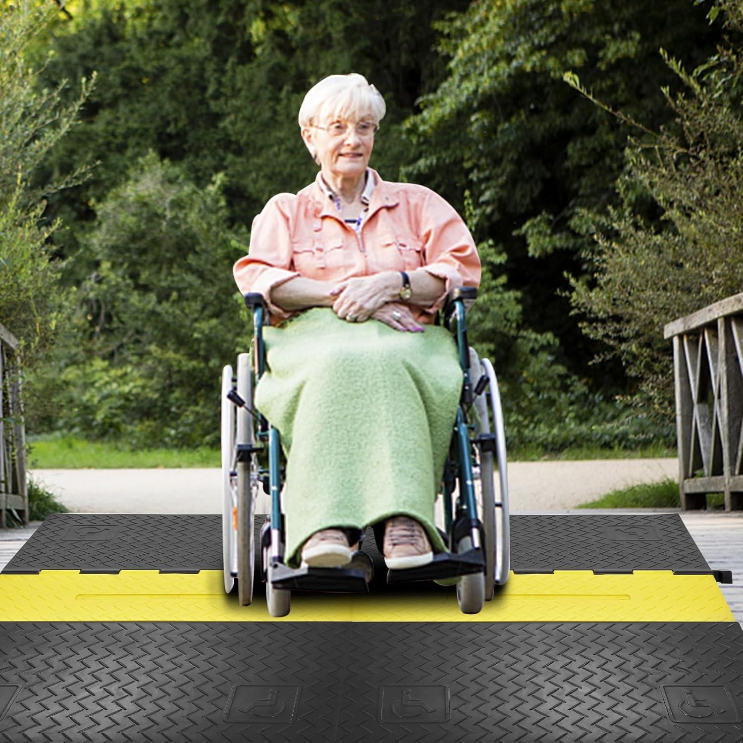 image:imageVEVOR 5 Channel Rubber Cable Protector Ramp Heavy Duty 22000 lbsaxle Capacity Wire Hose Cord Cover Ramp ADA Compliant Driveway Road Hump Traffic Speed Bump wFlipOpen Top Cover5 Channel1PC